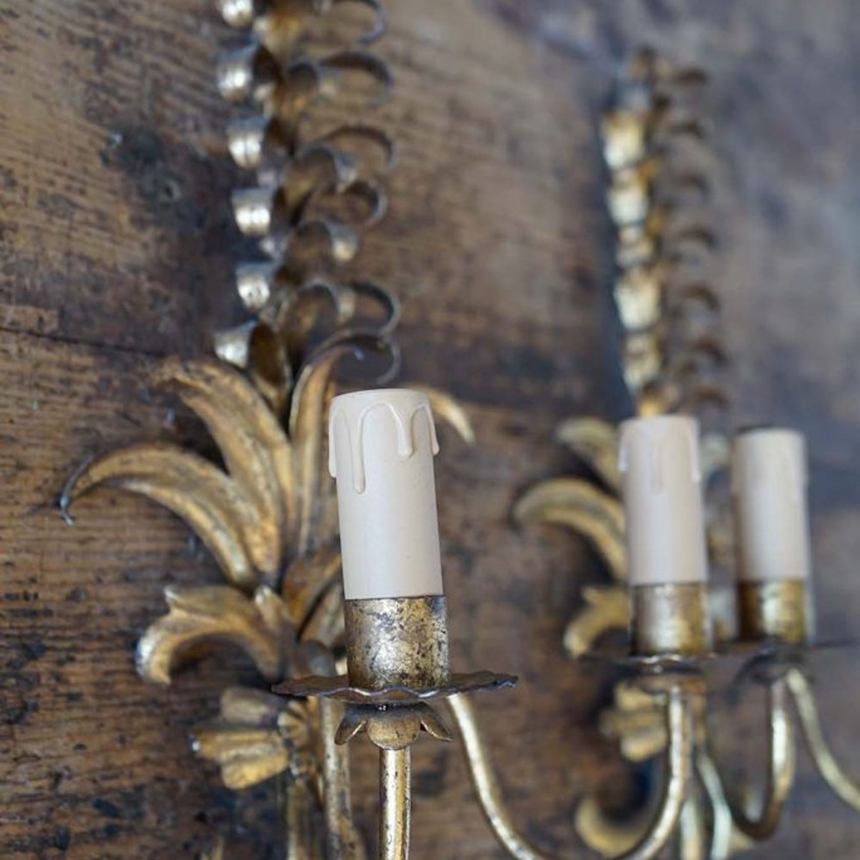 French Vintage Gilded Wall Sconces (Pair) gallery detail image
