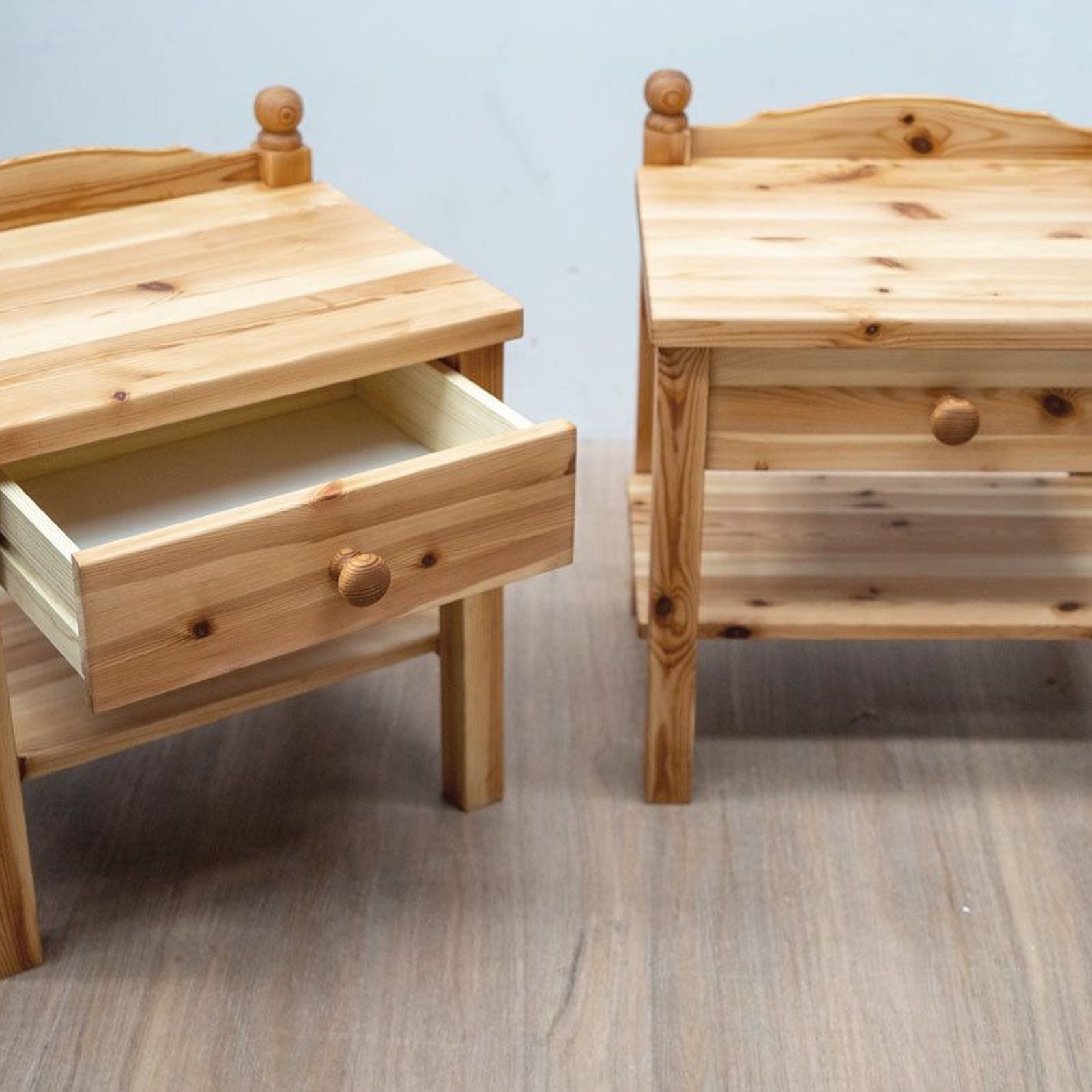 Pair of Restored Baltic Pine Bedside Tables, Danish 80's ArchiPro AU
