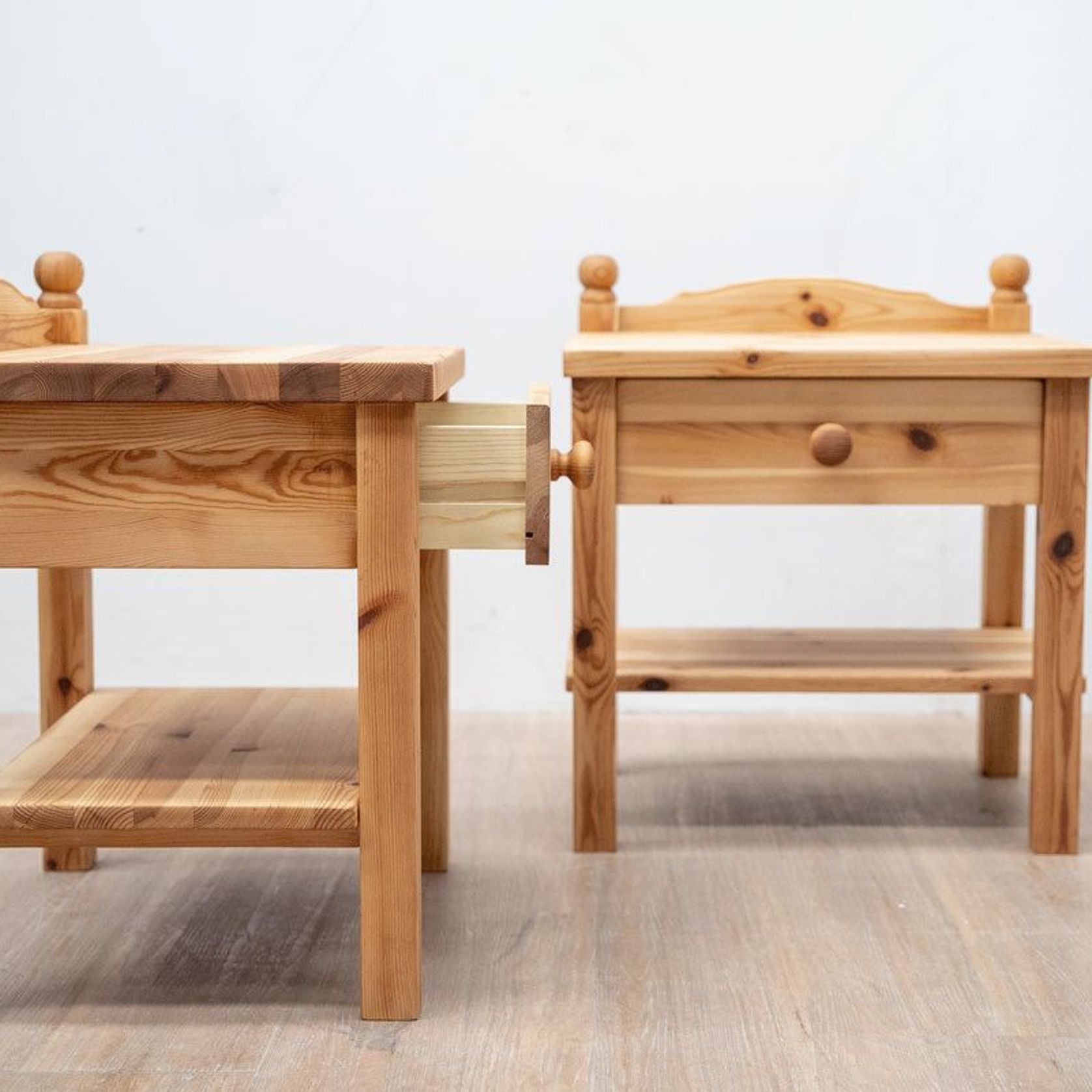 Pair of Restored Baltic Pine Bedside Tables, Danish 80's gallery detail image