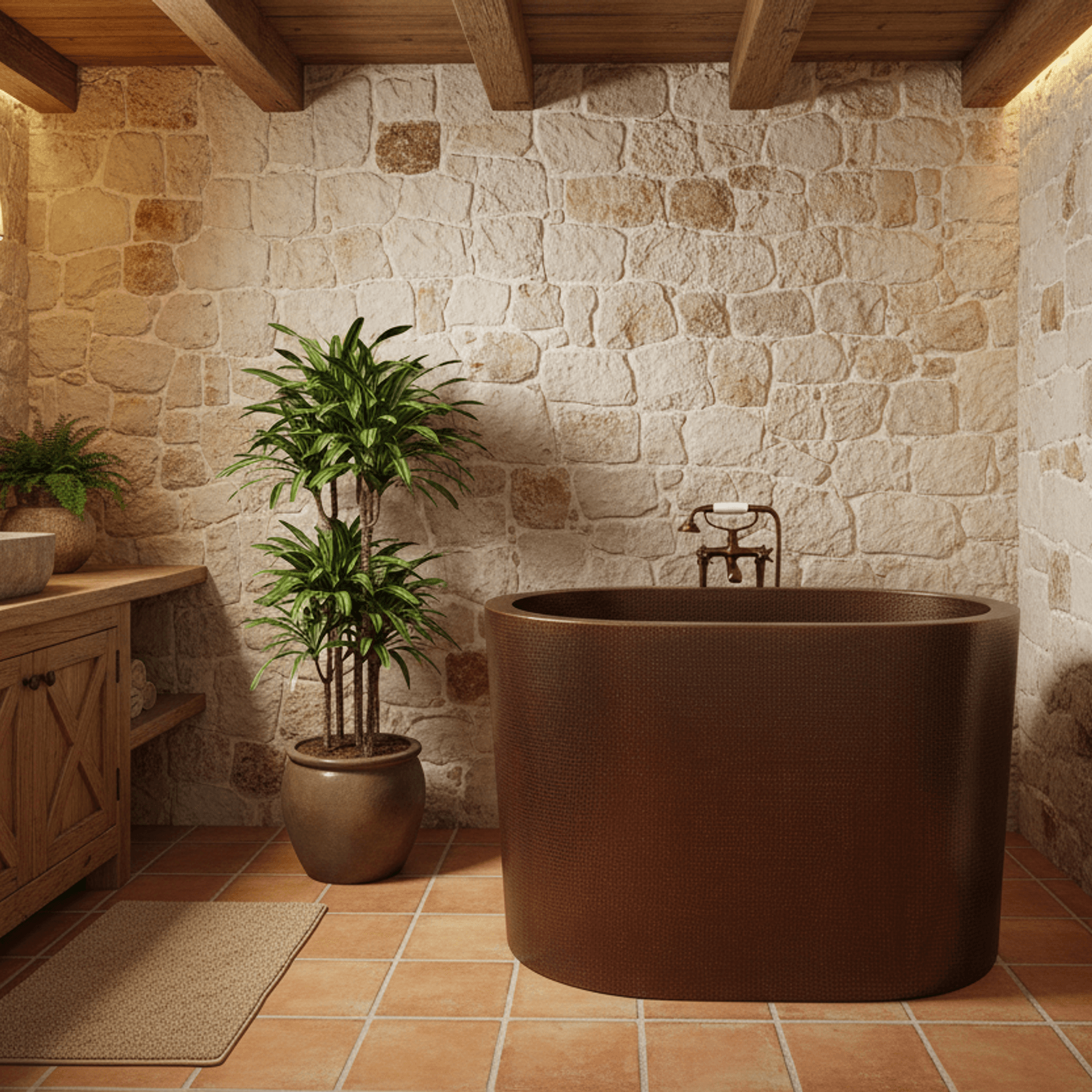 Dark Antique Copper Soak Tub 1219mm - CBSMR32 1219 gallery detail image