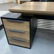 PHOENIX Sit & Stand Electric Lift Executive Desk with Right Return 2.2M - Warm Oak & Black gallery detail image