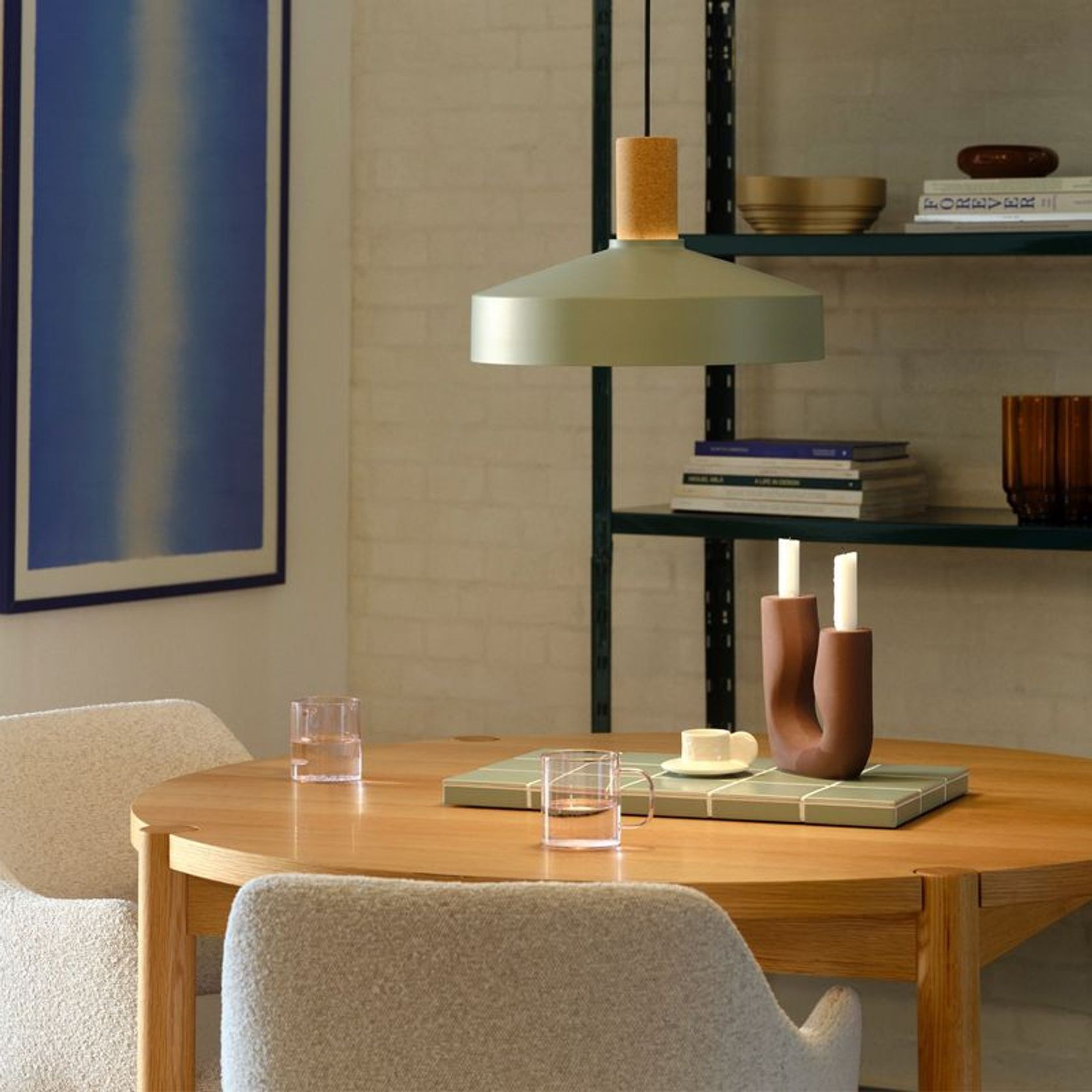 Elvas Cork Pendant Dusty Green gallery detail image