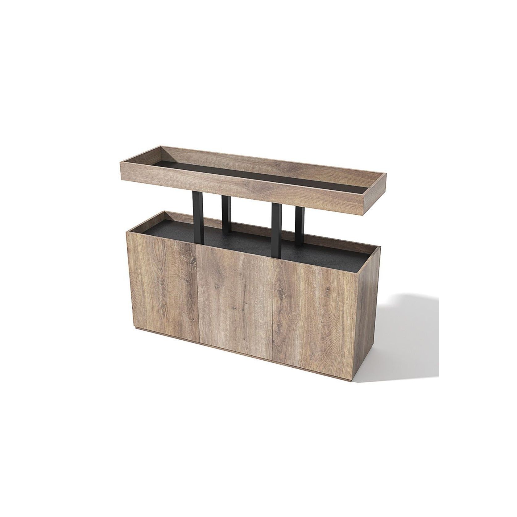 TRIBECA Credenza Cabinet 135cm - Warm Oak with Black gallery detail image