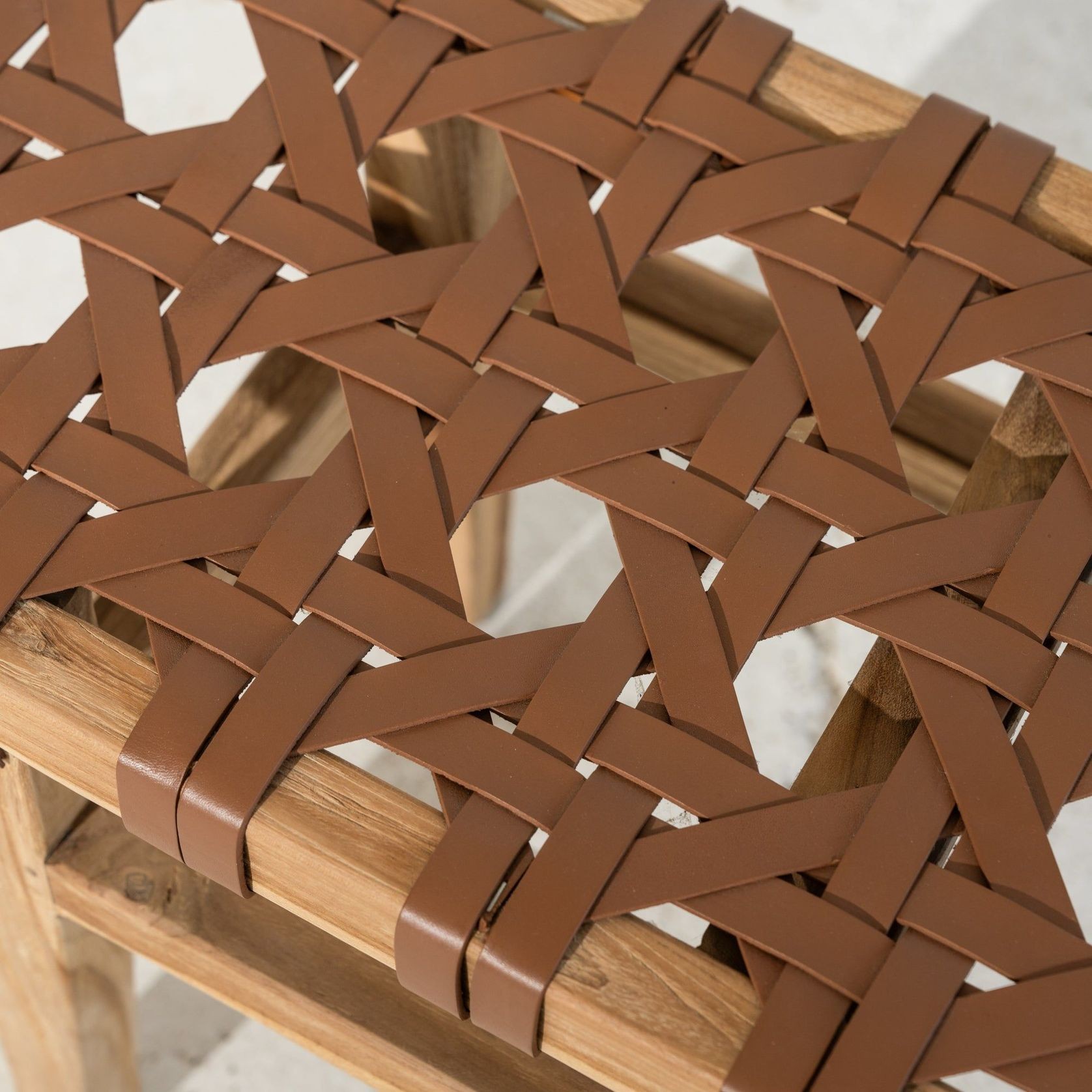 Ellery Woven Leather Bench Seat gallery detail image