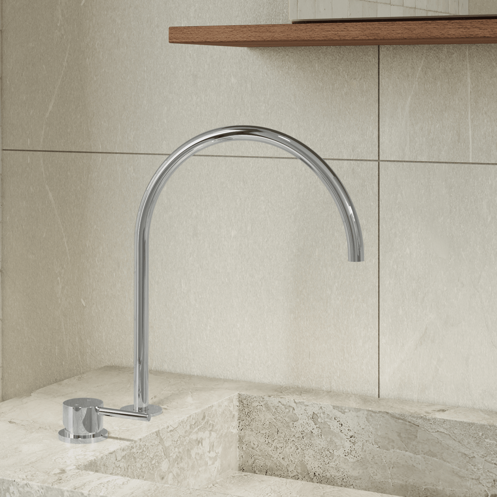 Elysian Bench-Mounted Mixer | Chrome gallery detail image