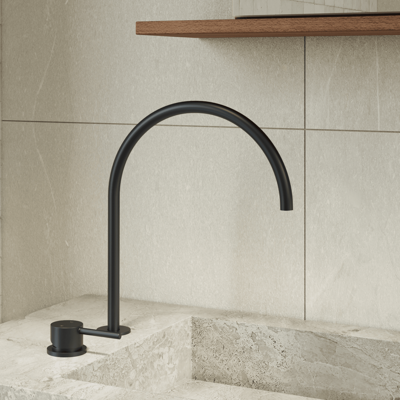 Elysian Bench-Mounted Mixer | Matte Black gallery detail image