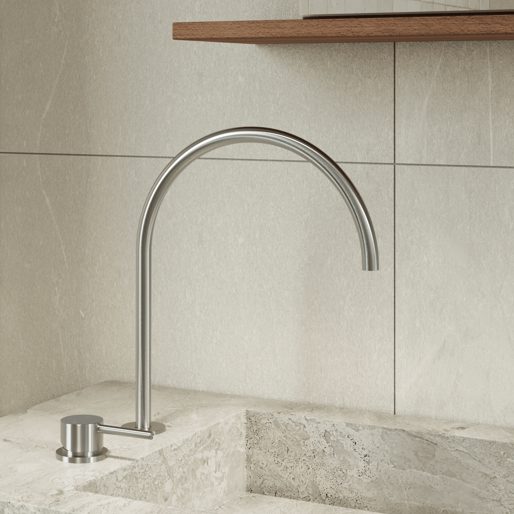 Elysian Bench-Mounted Mixer | Brushed Nickel gallery detail image