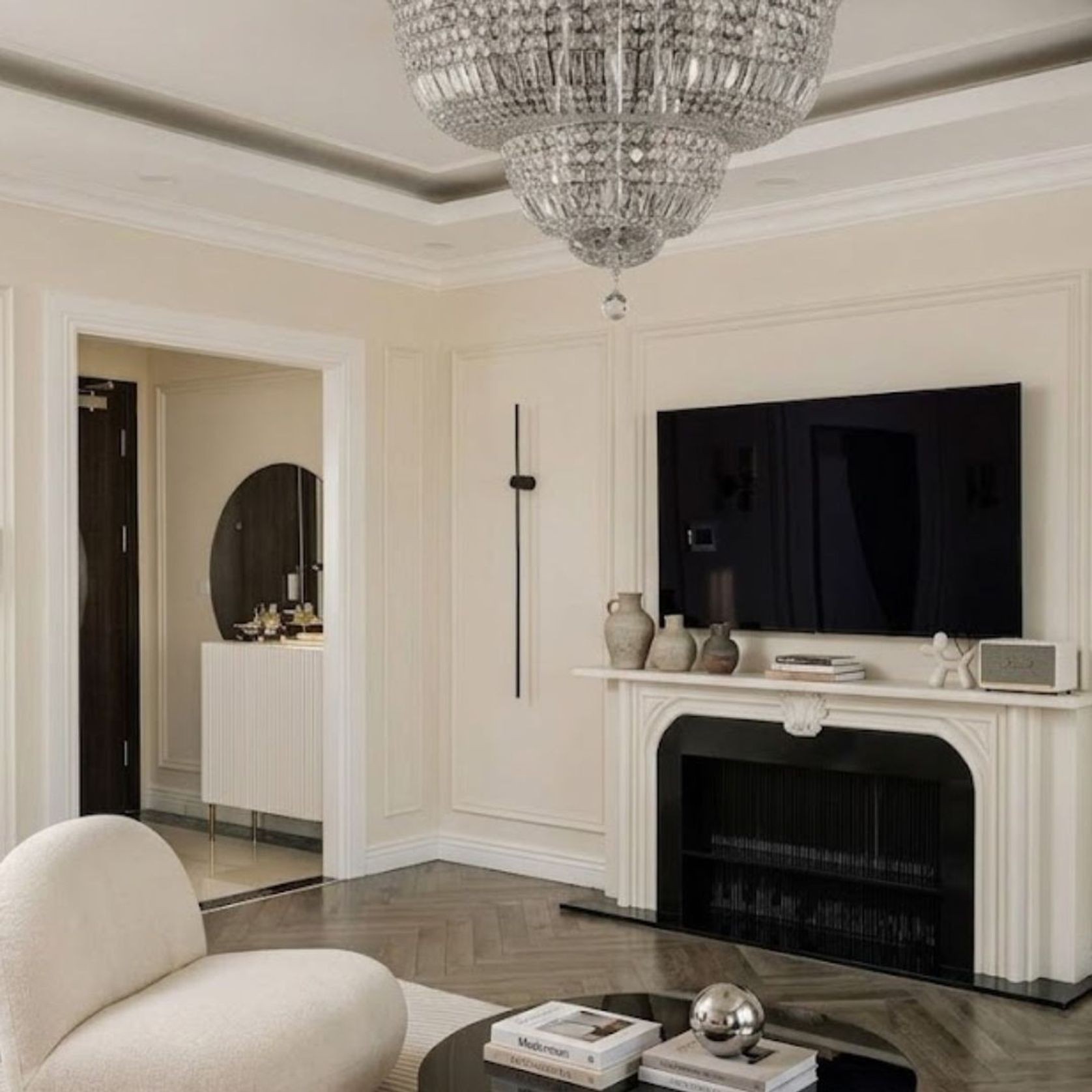 Empress Flush Mount Basket Chandelier - Chrome - W:70cm gallery detail image