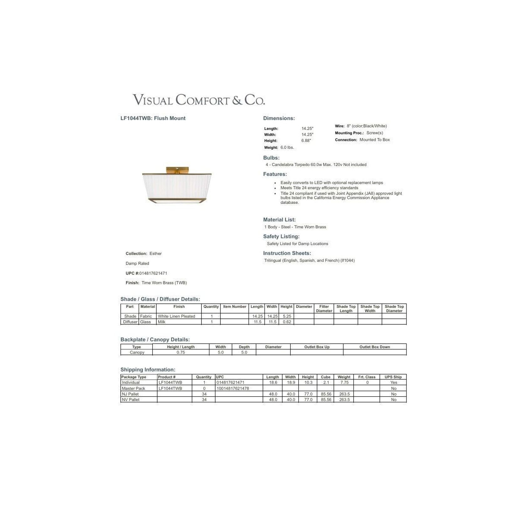 Visual Comfort Studio Esther Flush Mount gallery detail image