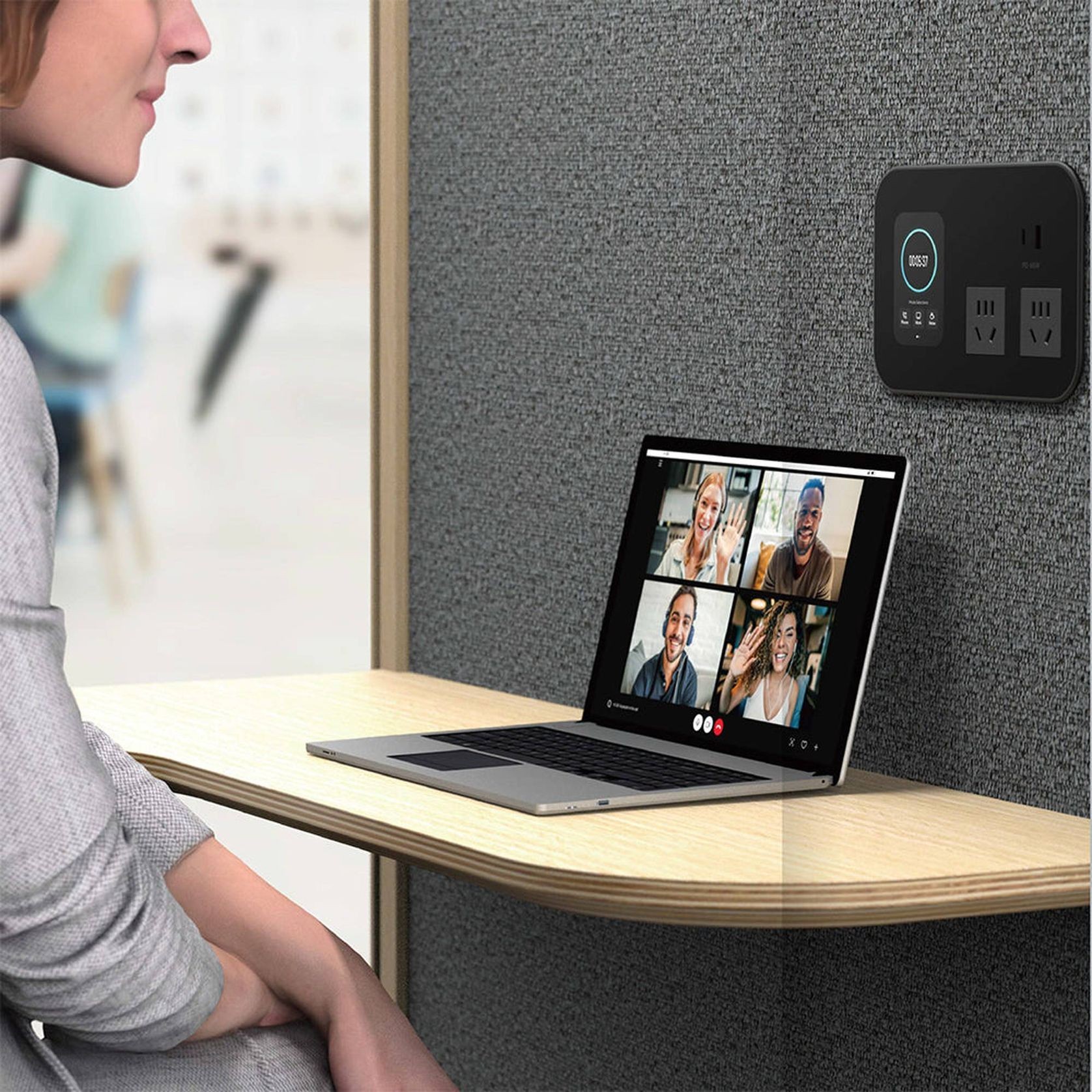 DUKE Single Seater Acoustic Office Silent Booth Pod - Charcoal gallery detail image