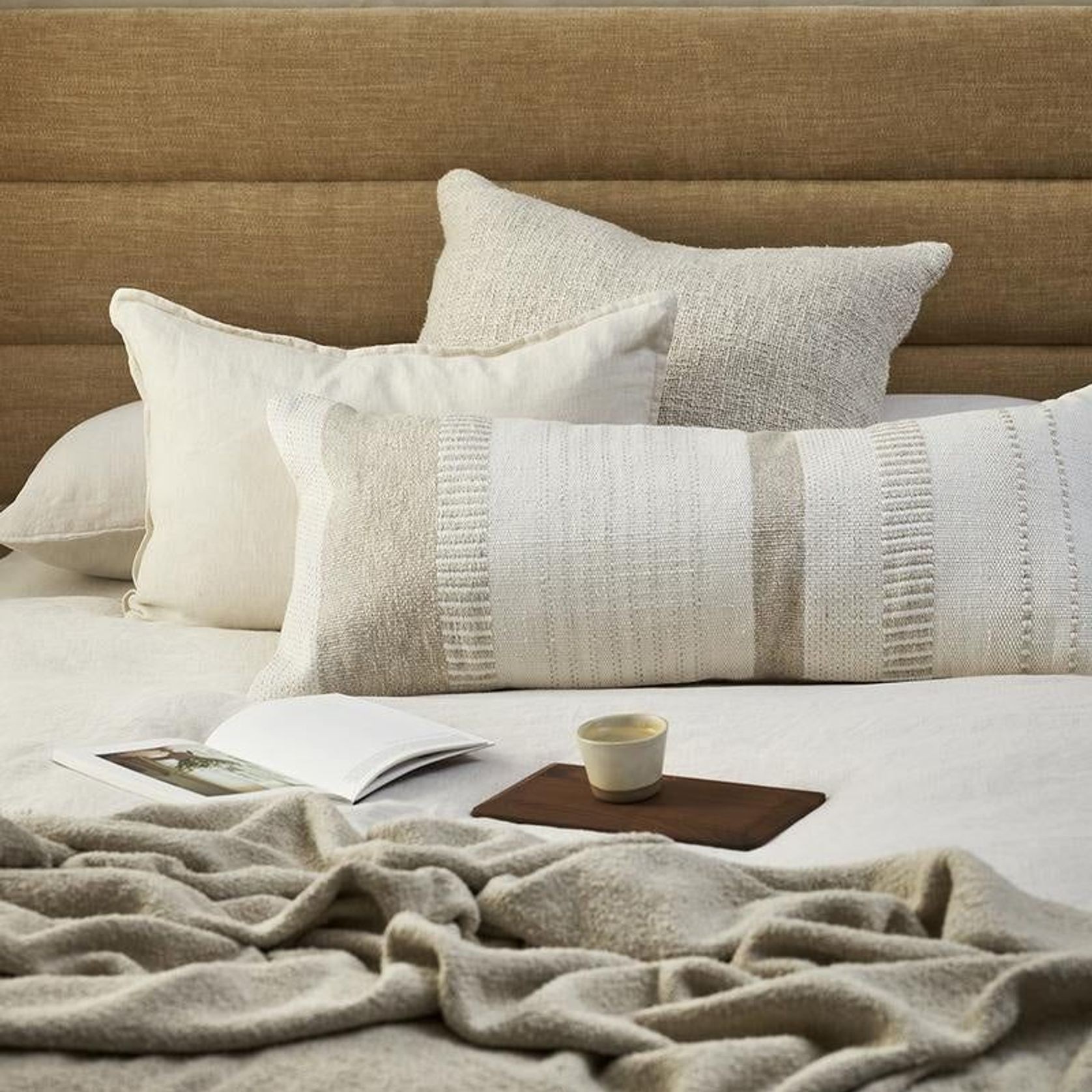 Baya Bettie Cushion - Oatmeal | Extra-Long Lumbar gallery detail image