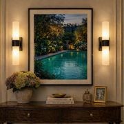 Provincial Collection Wall Sconce - Frosted Glass - Matte Black - H:44cm gallery detail image