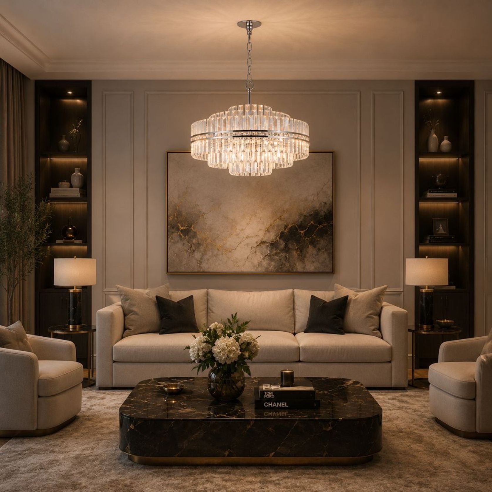 Ashton Collection - Chandelier - Nickel Plated - W:80cm gallery detail image