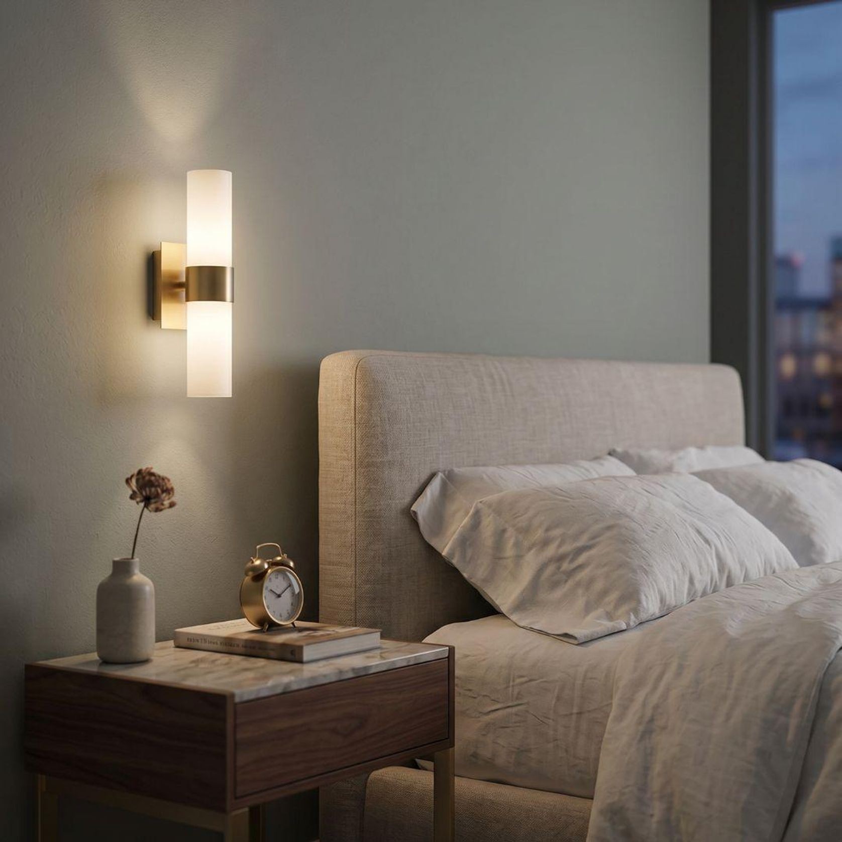 Provincial Collection Wall Sconce - Frosted Glass - Brass Finish - H:25cm gallery detail image