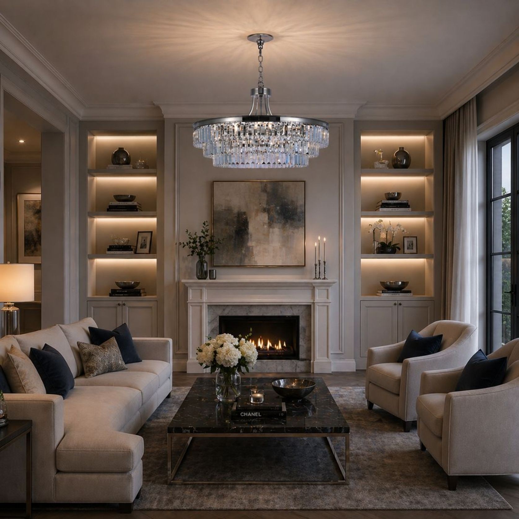 Jordan Collection - Chandelier - Nickel Plated - W:70cm gallery detail image