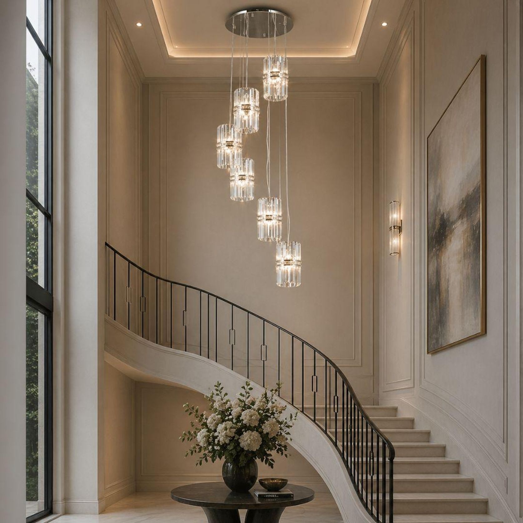 Ashton Collection - 6 Light Pendant Cluster - W: 65cm - Polished Nickel gallery detail image