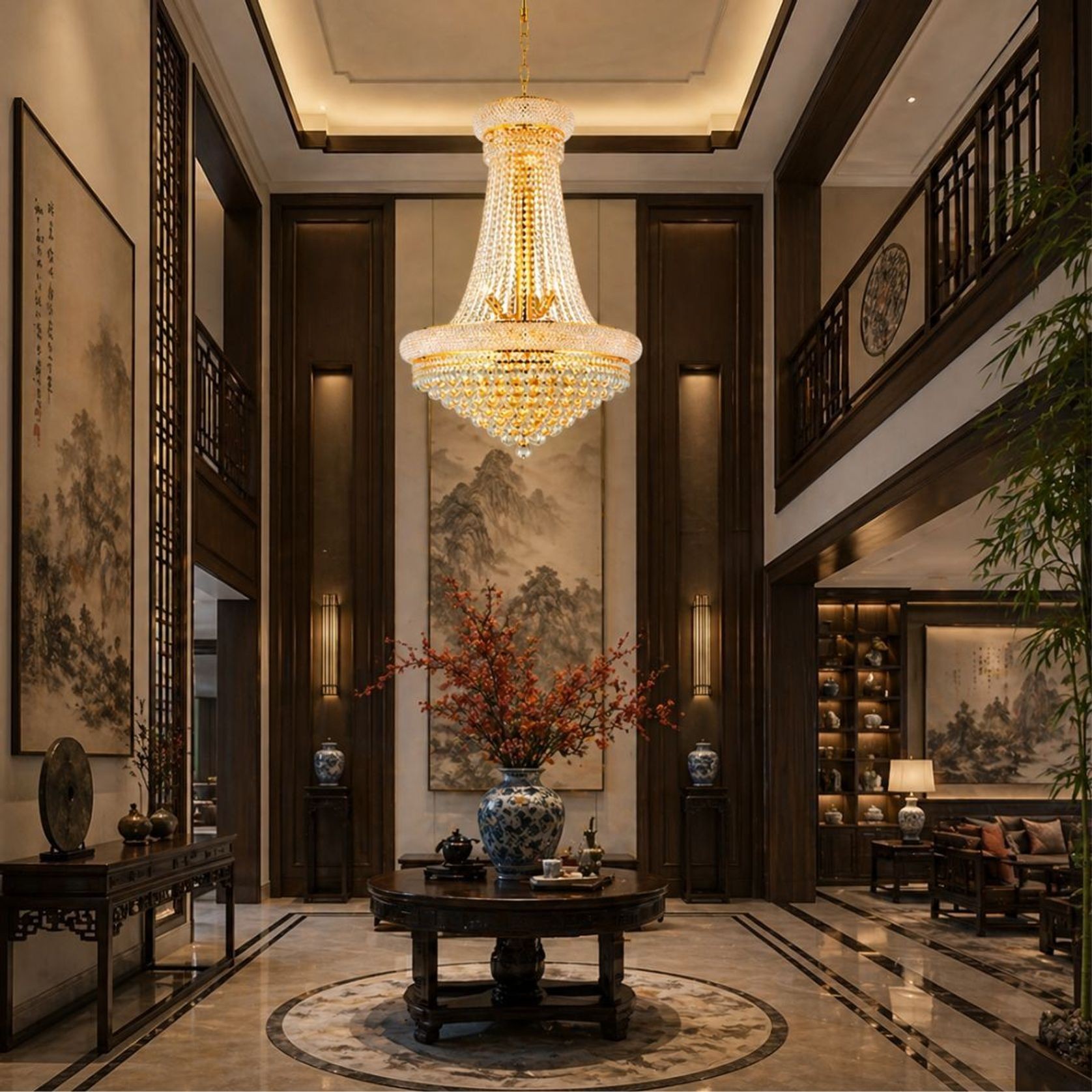 Royal Empress Basket Chandelier - Gold - W:70cm gallery detail image