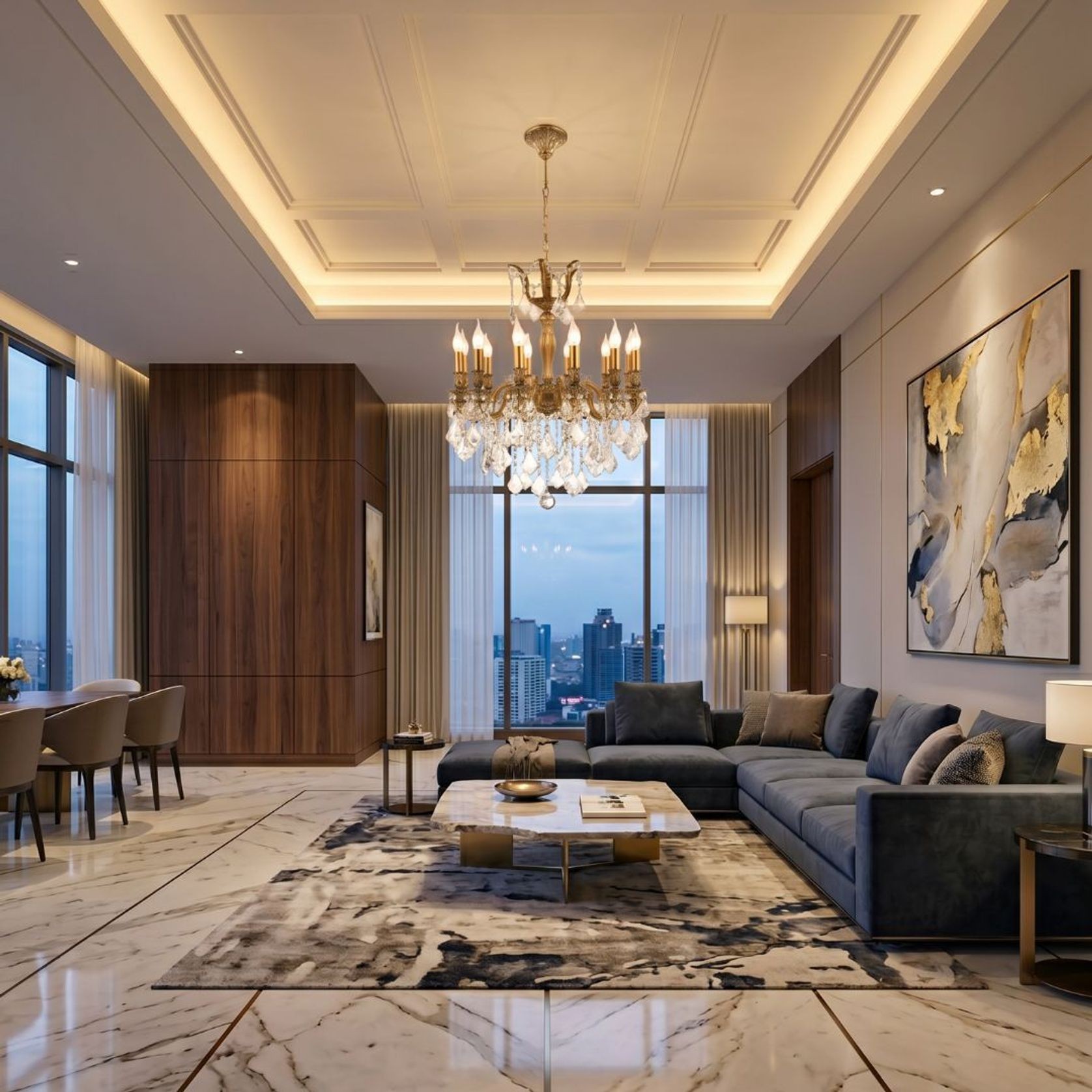 Americana 12 Light Crystal Chandelier - Brass Finish gallery detail image