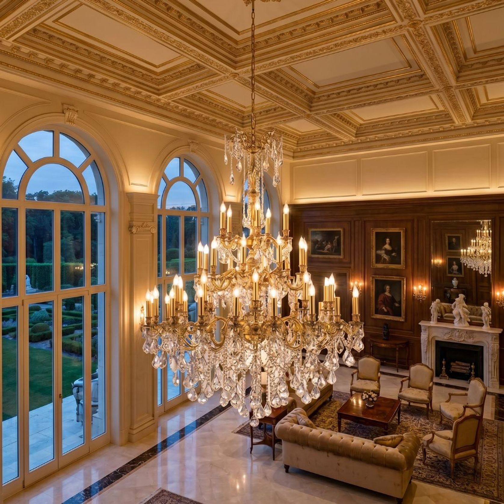 Americana 45 Light Crystal Chandelier - Brass Finish gallery detail image
