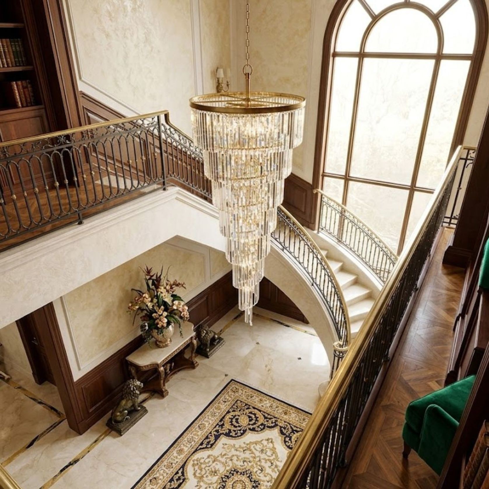 NewYork Oasis Spiral Chandelier - Antique Gold - W:80cm gallery detail image