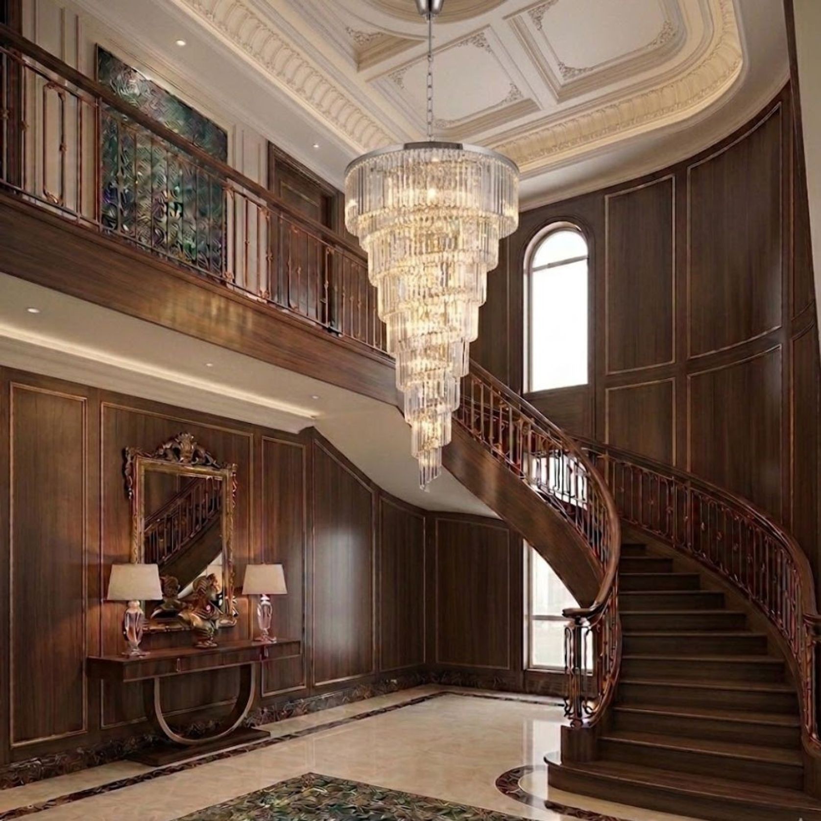 NewYork Oasis Spiral Chandelier - Chrome - Width: 90cm gallery detail image