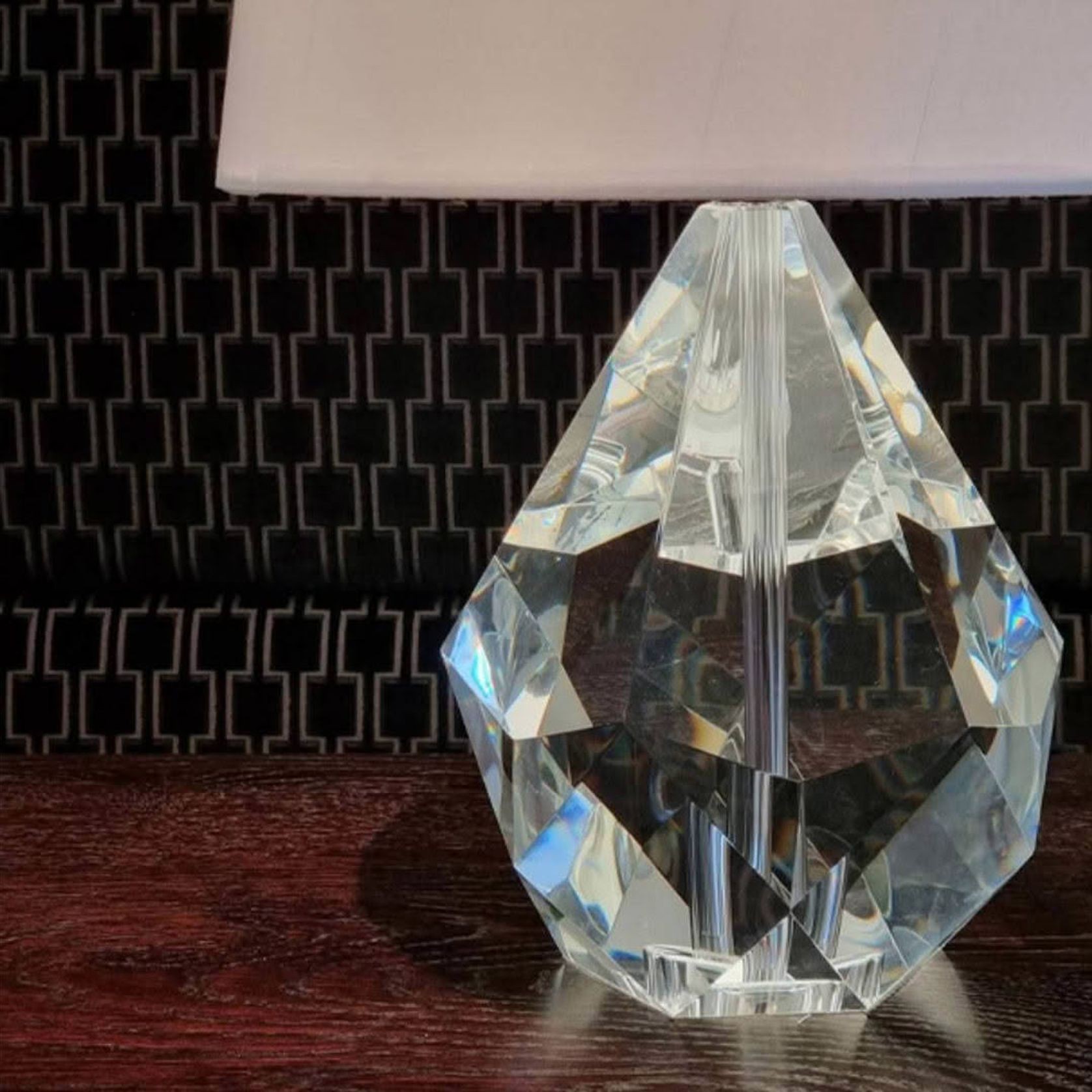 Florence Table Lamp - Crystal With White Shade gallery detail image