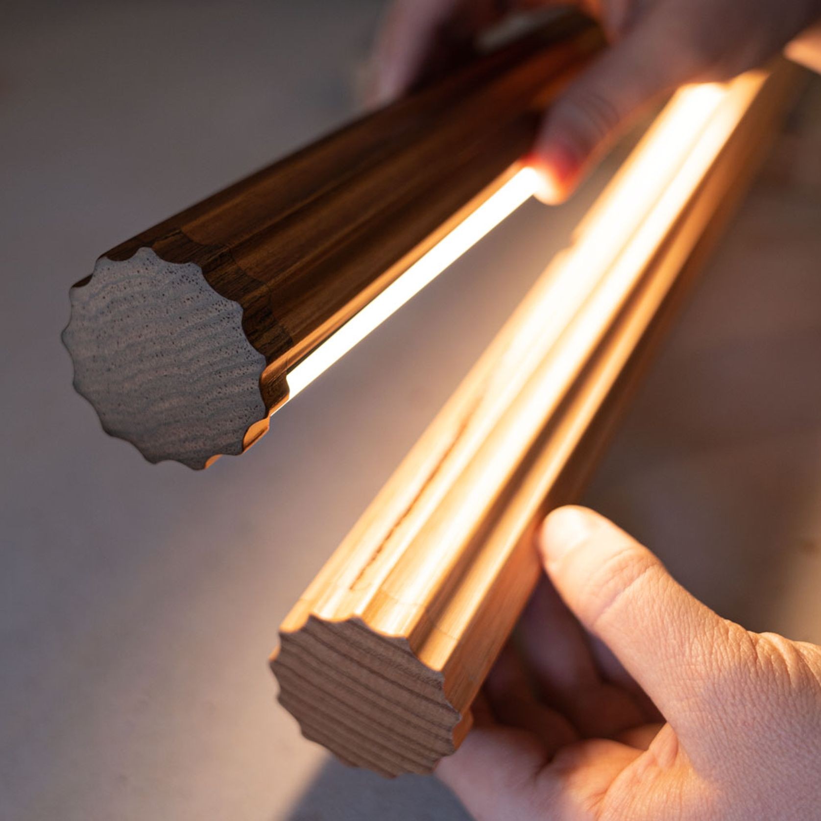 Fluted Roller Pendant | American Oak gallery detail image