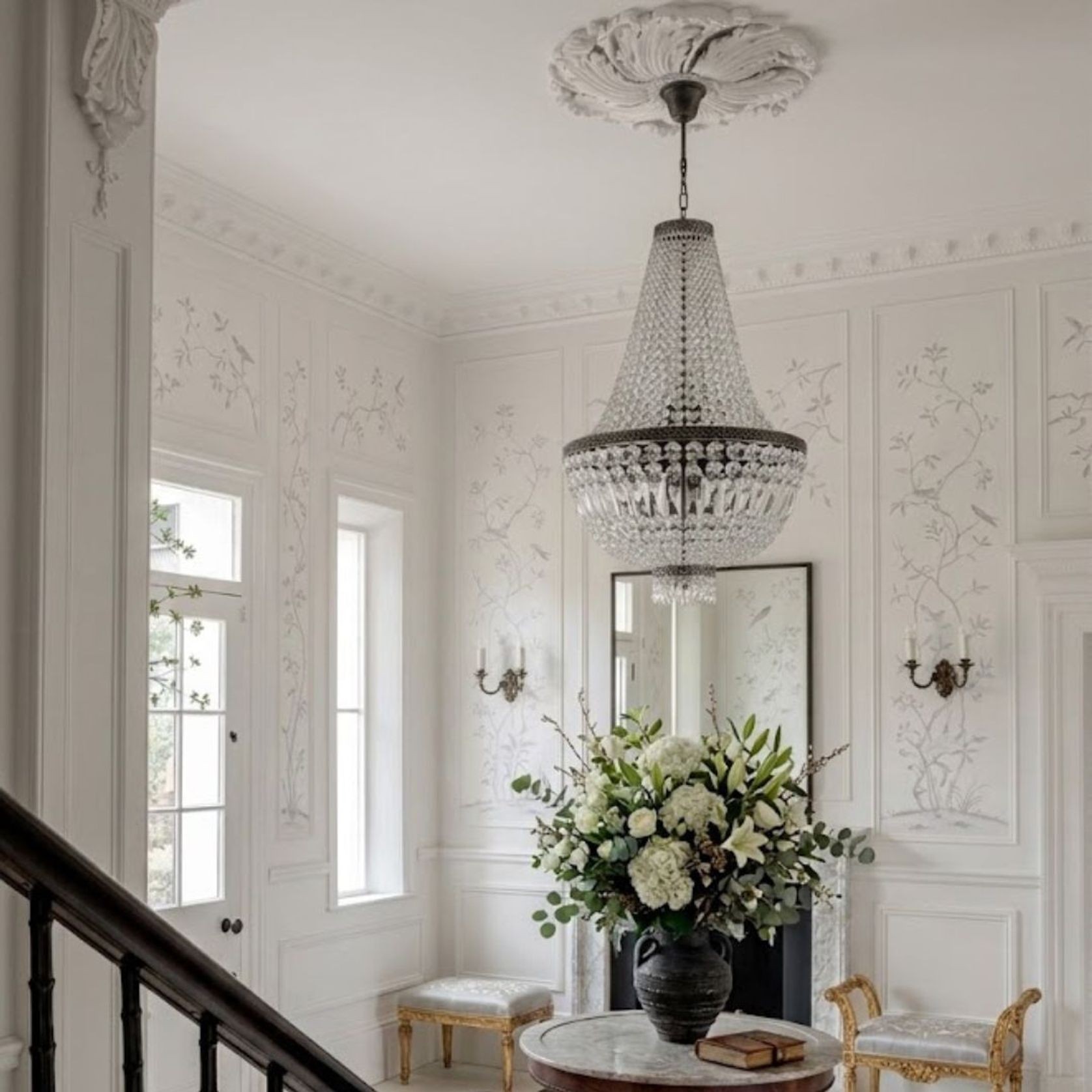 French Basket Chandelier - Antique Silver - 8 Light gallery detail image