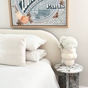 Round Cross Side Table - Milky Blue Marble | Natural Stone Co. gallery detail image