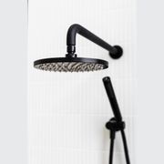 Round Wall Shower Curved Arm 400mm - Matte Black gallery detail image