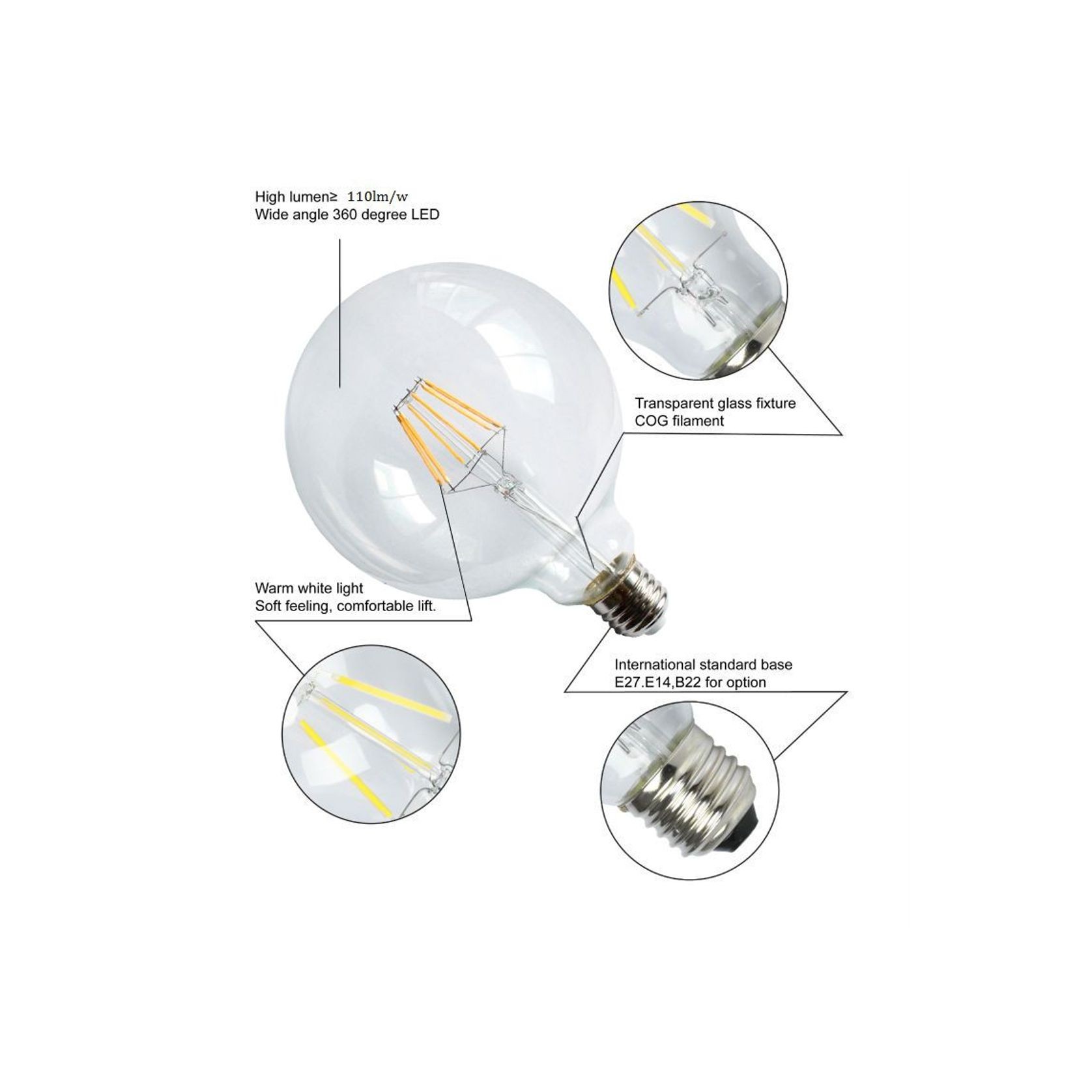LED Filament Bulb G95 gallery detail image
