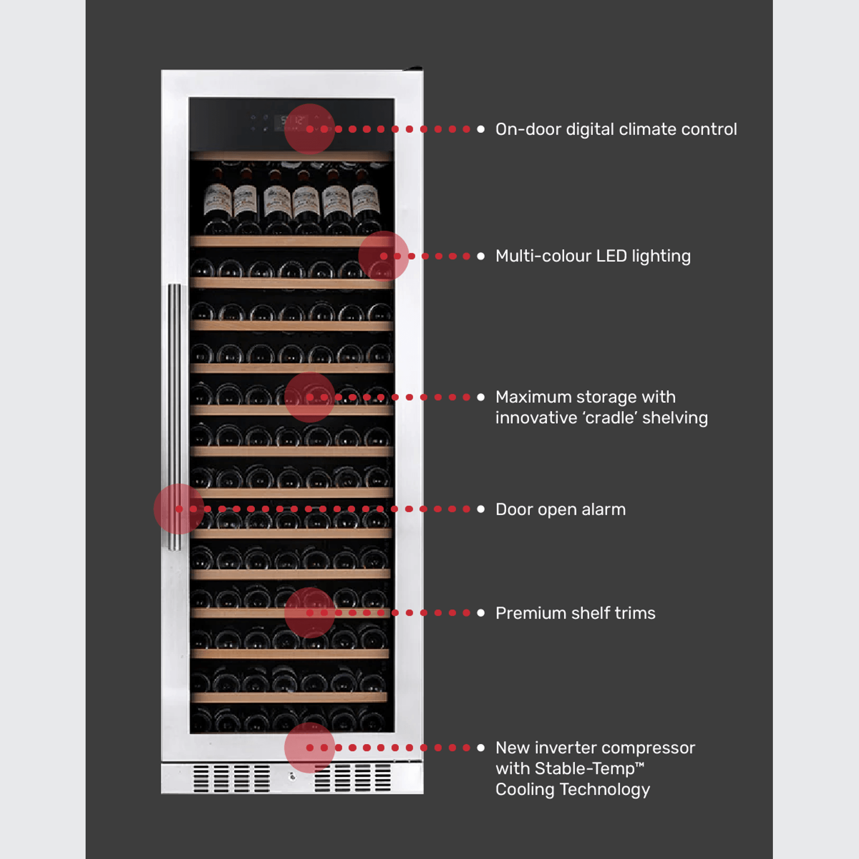 Grand Cru PRO 194 Bottle Single Zone Wine Fridge ArchiPro AU