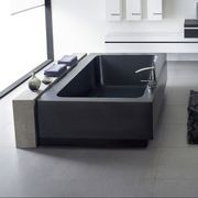 Gallaria Zaro Back To Wall Stone Bathtub Black (Available In 1660mm And 2100mm) gallery detail image