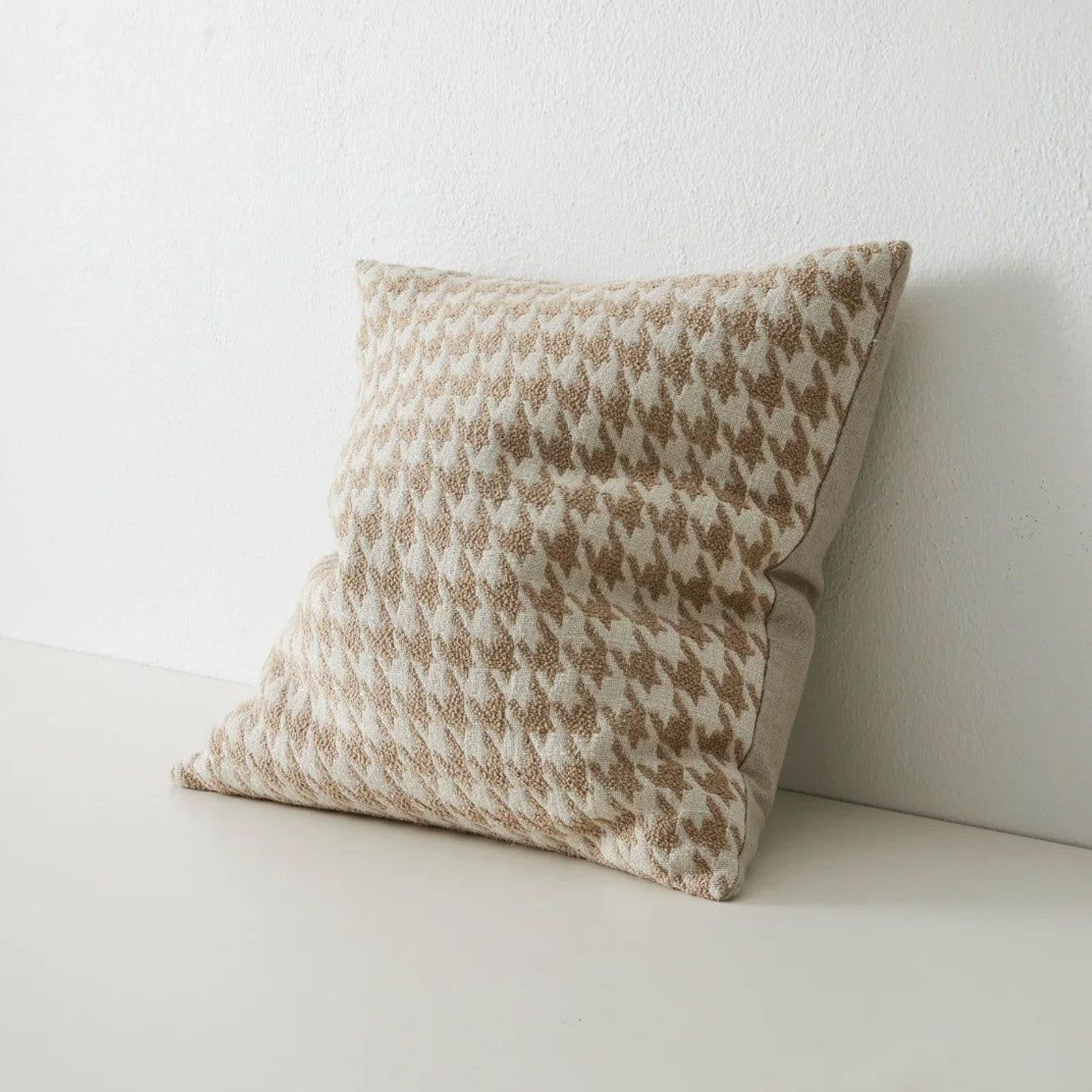 Weave Home Giovanni Cushion - Oatmeal | Bouclé Houndstooth gallery detail image