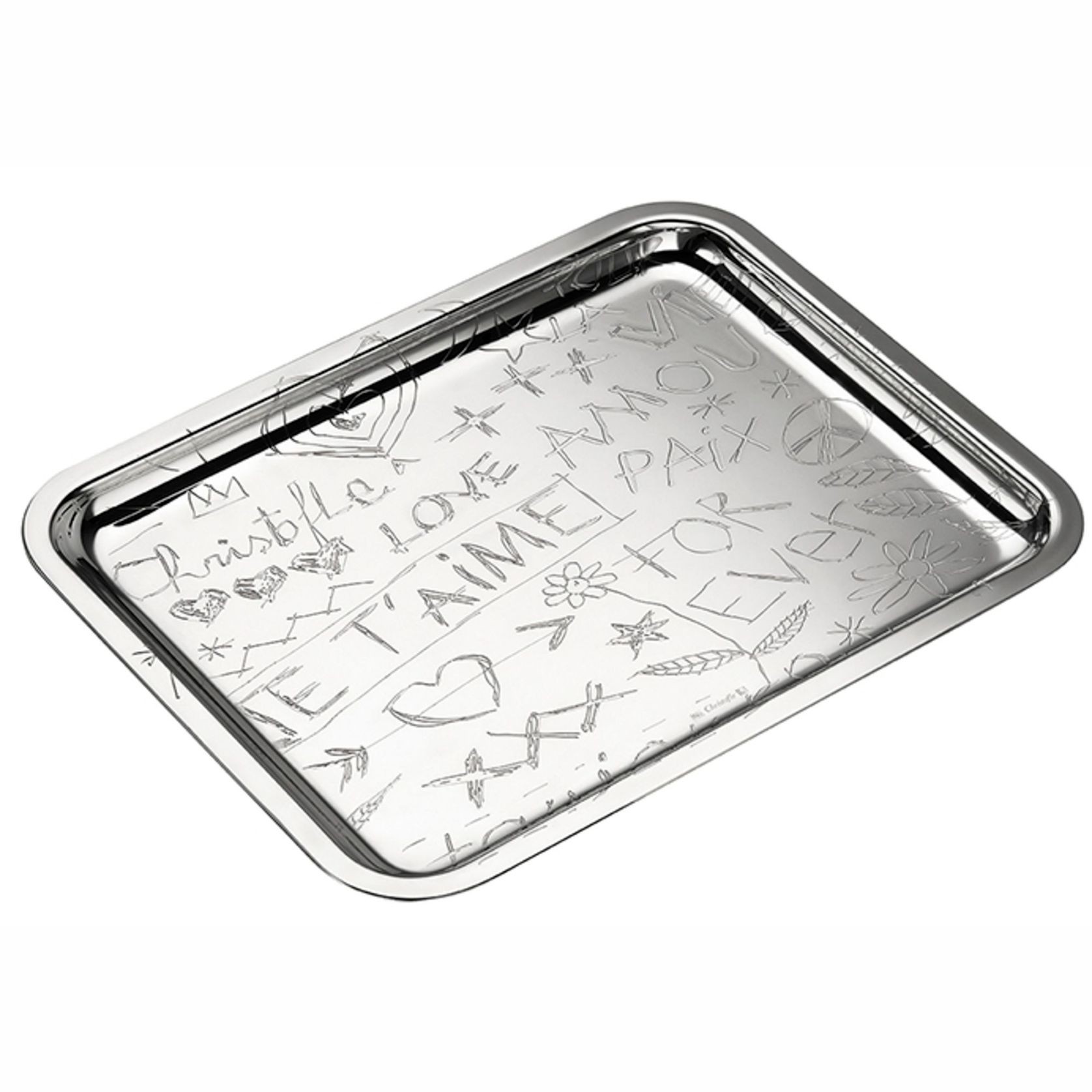 Silver Plated Graffiti Tray 26x20 gallery detail image