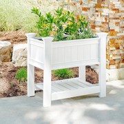 Greenpod Raised PVC Garden Bed w/ Shelf - White gallery detail image