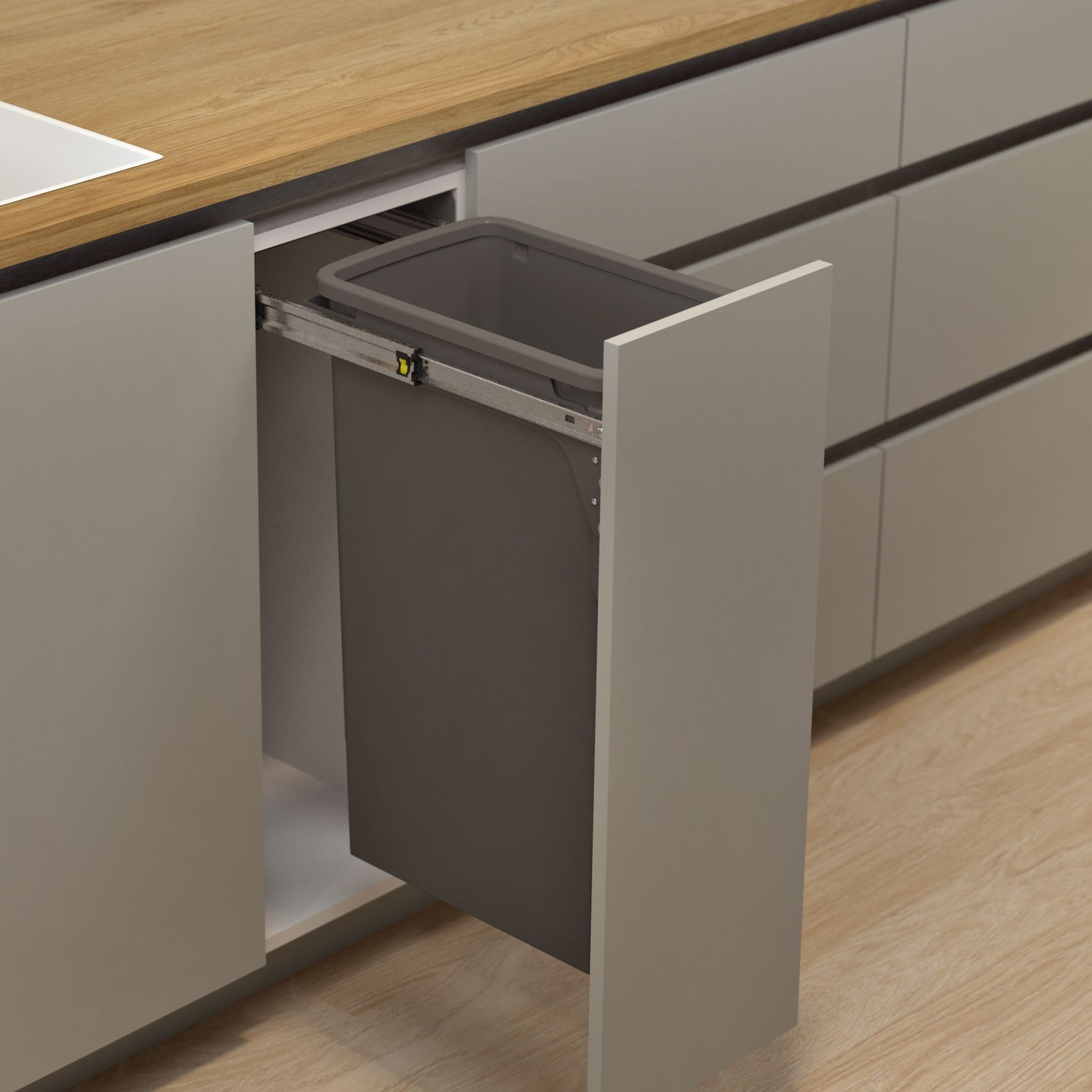 Hideaway Compact Bin 1 x 40L Bucket | Door Pull gallery detail image