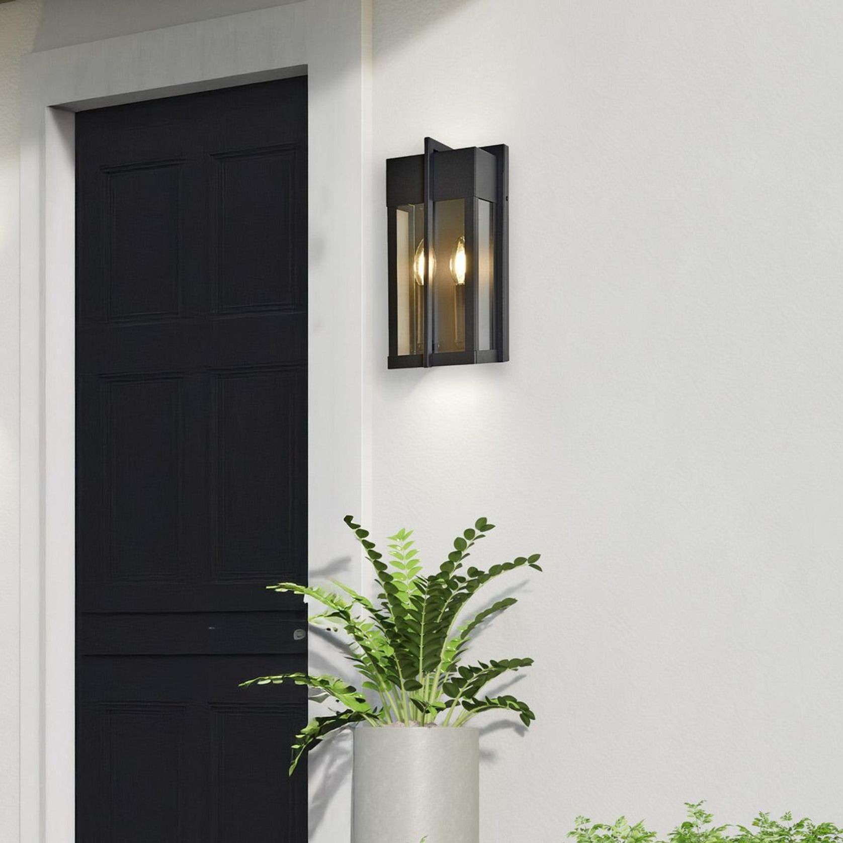 Noctra Collection Outdoor Wall Sconce - 2 Lights - Black gallery detail image