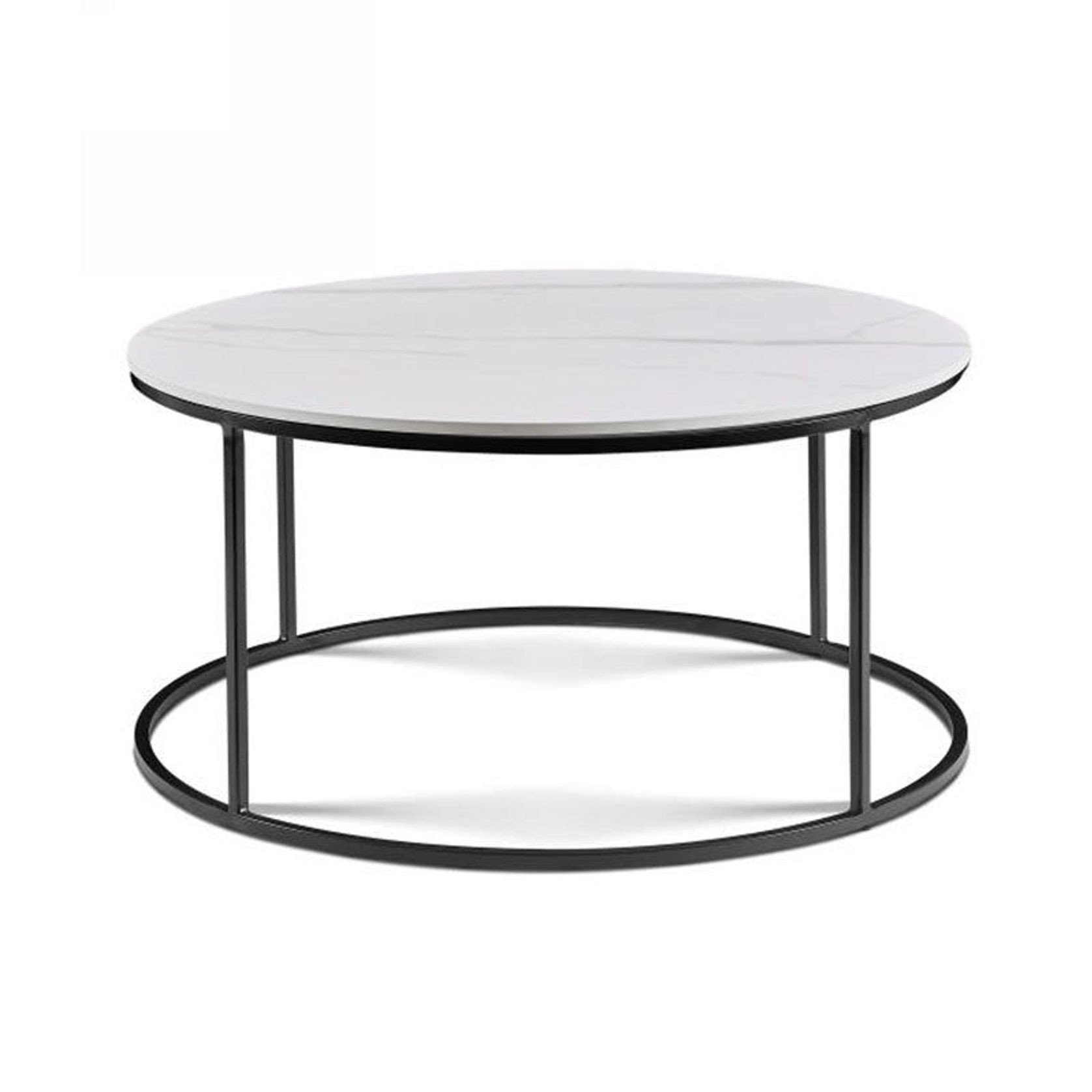 BRANDI Nest of 2 Tables 75/90cm - White Ceramic Marble gallery detail image