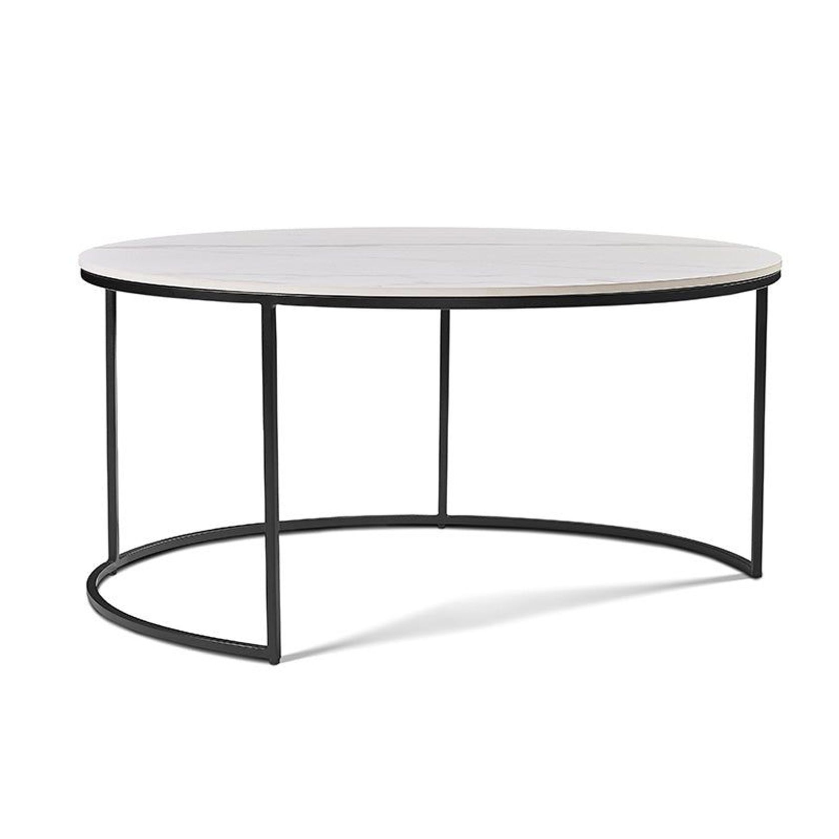 BRANDI Nest of 2 Tables 75/90cm - White Ceramic Marble gallery detail image