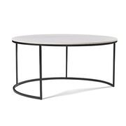 BRANDI Nest of 2 Tables 75/90cm - White Ceramic Marble gallery detail image