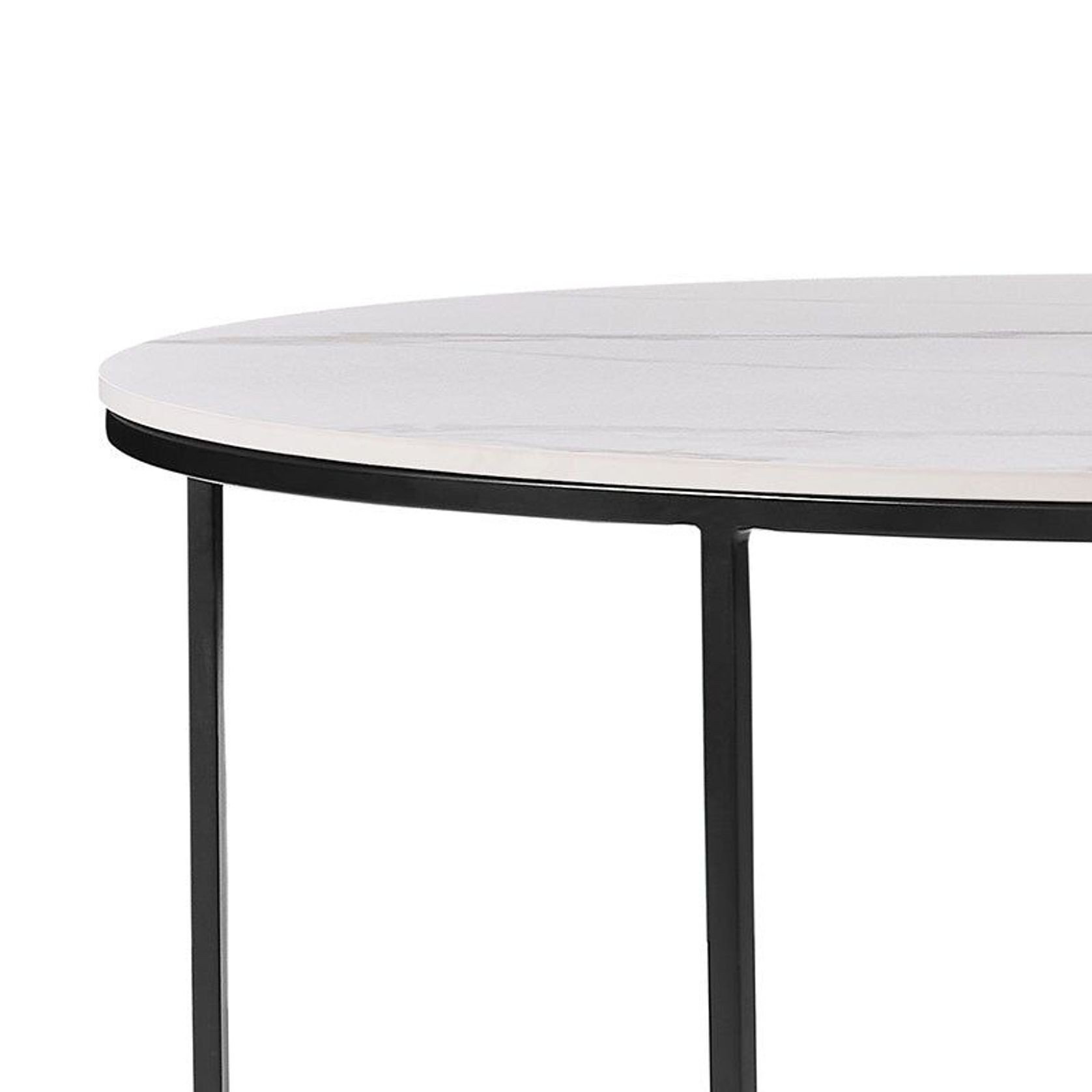 BRANDI Nest of 2 Tables 75/90cm - White Ceramic Marble gallery detail image