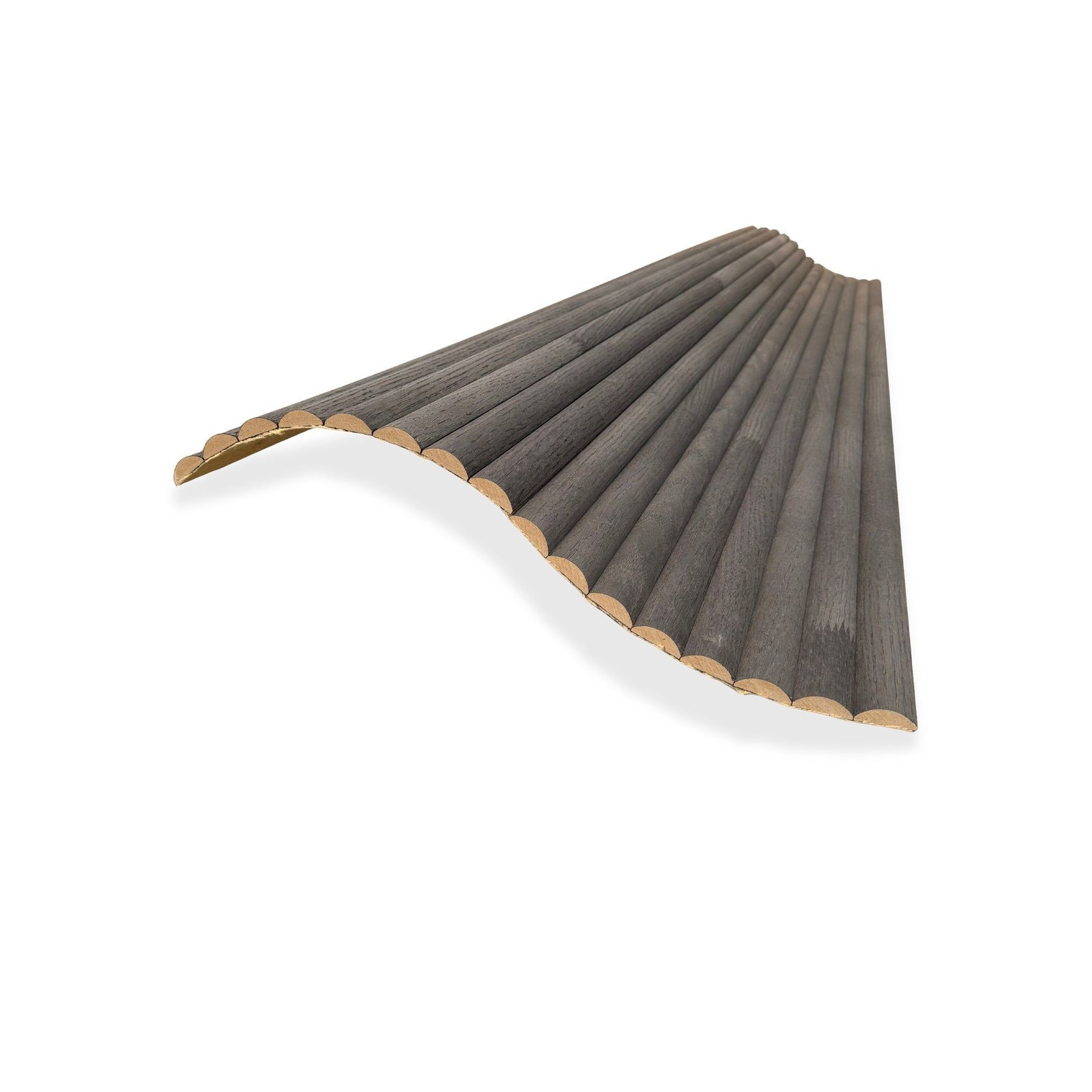 WOODFLEX Flexible Wooden Slat Wall Panel - Black Oak - 2700mm x 600mm - Half Round 37mm gallery detail image