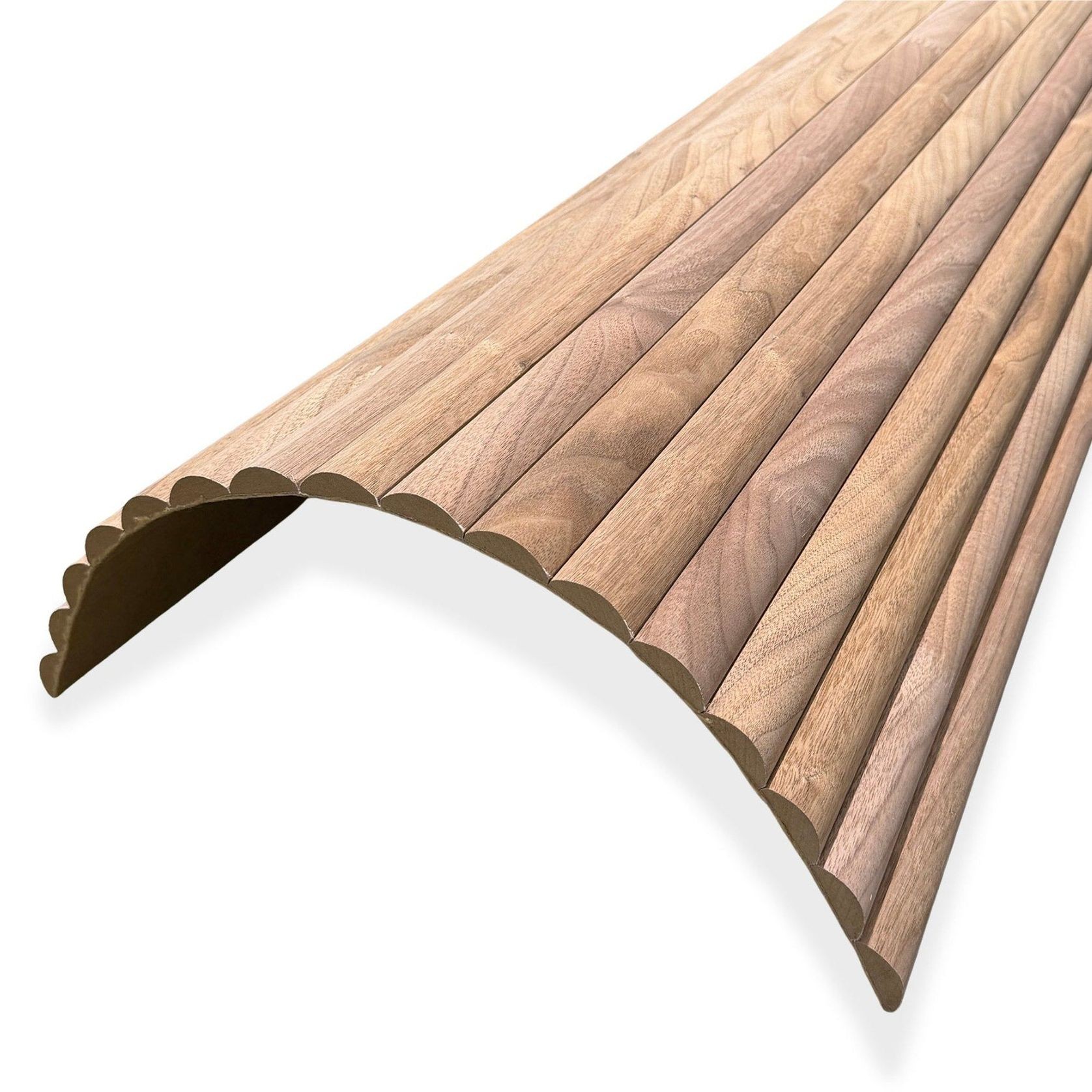WOODFLEX Flexible Wooden Slat Wall Panel - Walnut Veneer - 2700mm x 600mm - Half Round 37mm gallery detail image