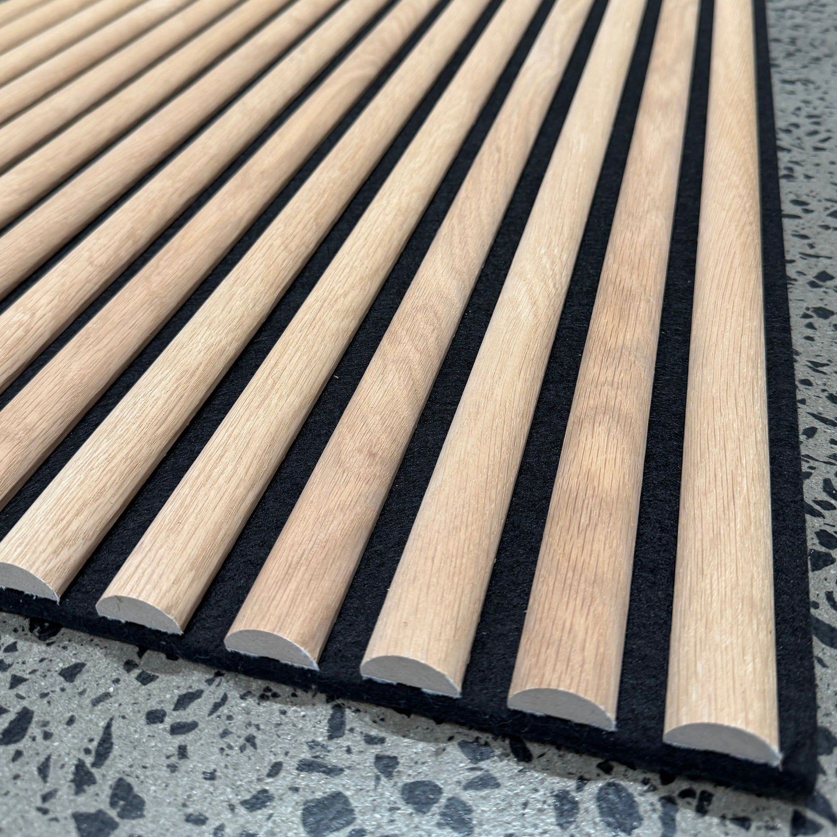 WOODFLEX Flexible Acoustic Slat Wall Panel - Half Round Oak Veneer - 2700mm x 600mm gallery detail image