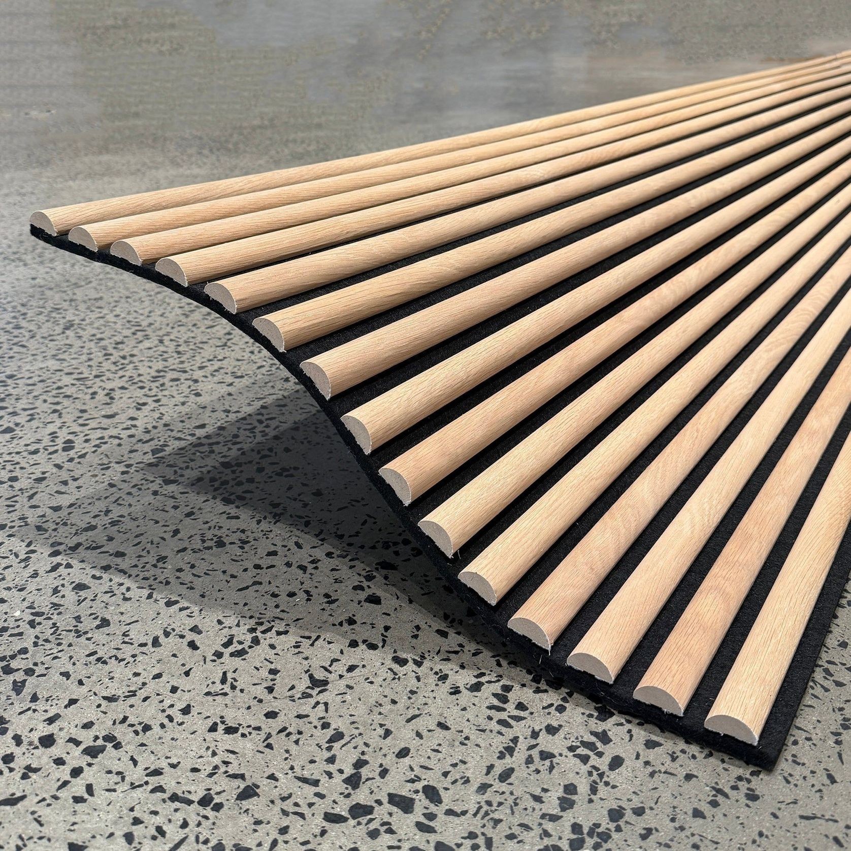 WOODFLEX Flexible Acoustic Slat Wall Panel - Half Round Oak Veneer - 2700mm x 600mm gallery detail image