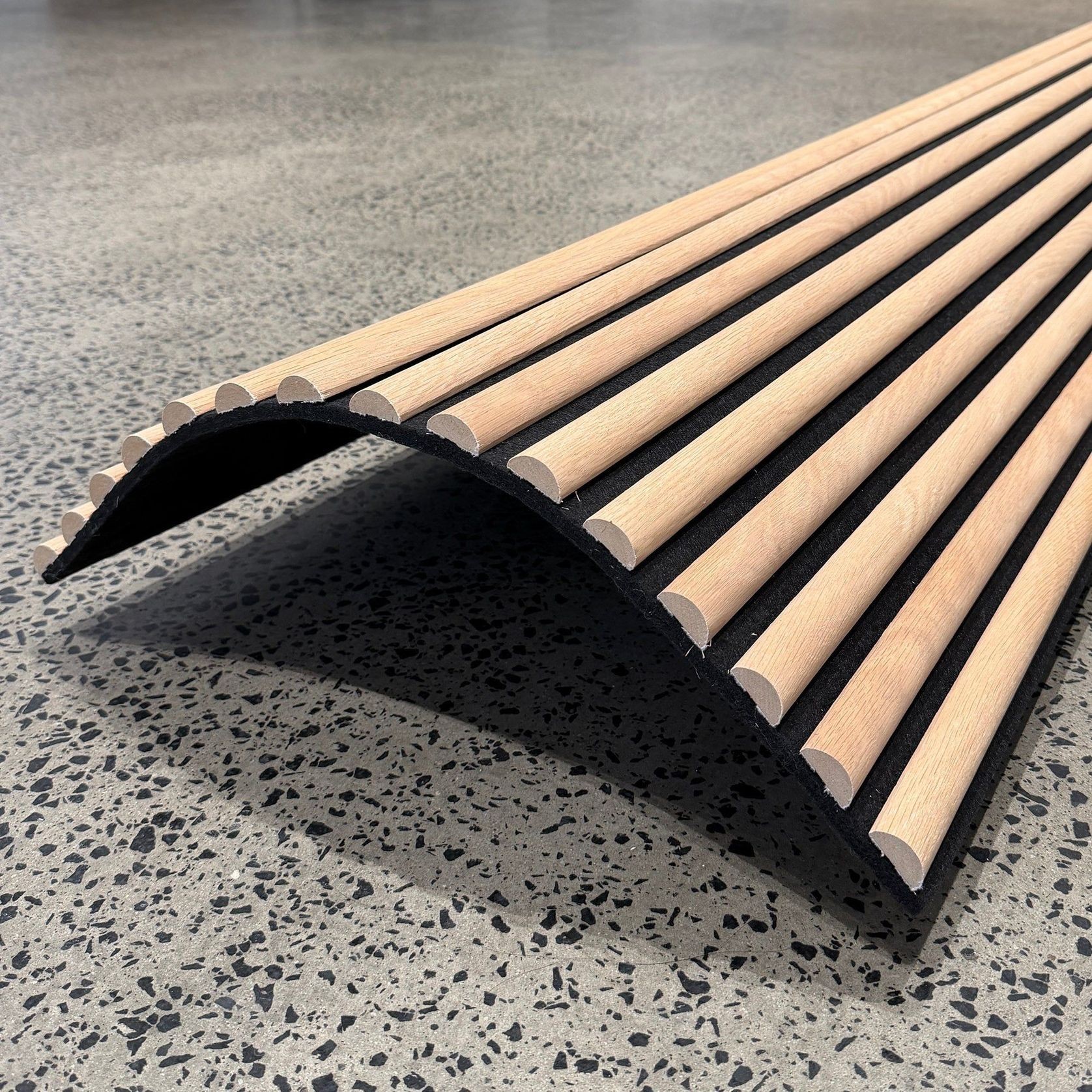 WOODFLEX Flexible Acoustic Slat Wall Panel - Half Round Oak Veneer - 2700mm x 600mm gallery detail image