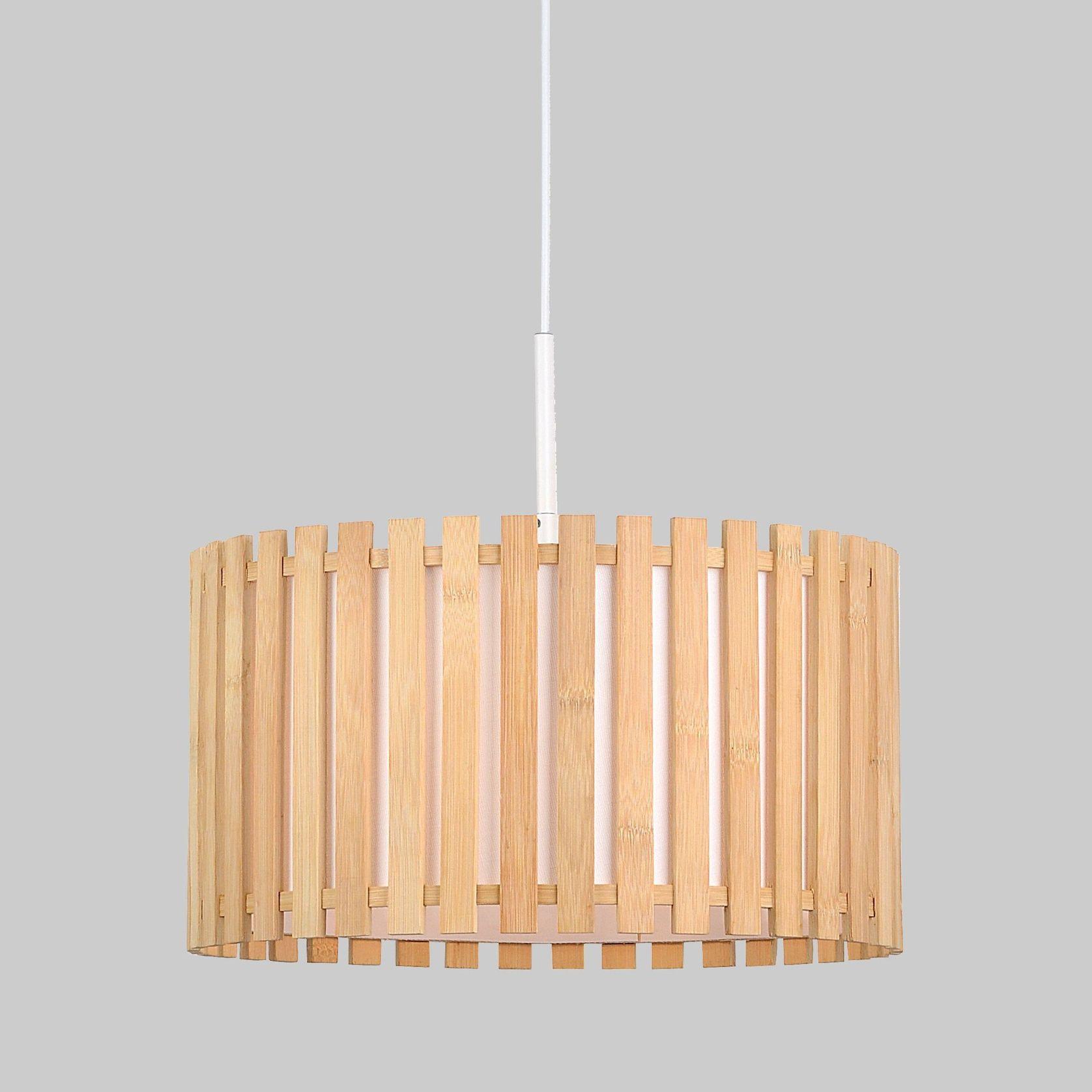 Hampshire | Bamboo Ribbed Drum Pendant Light - Natural gallery detail image