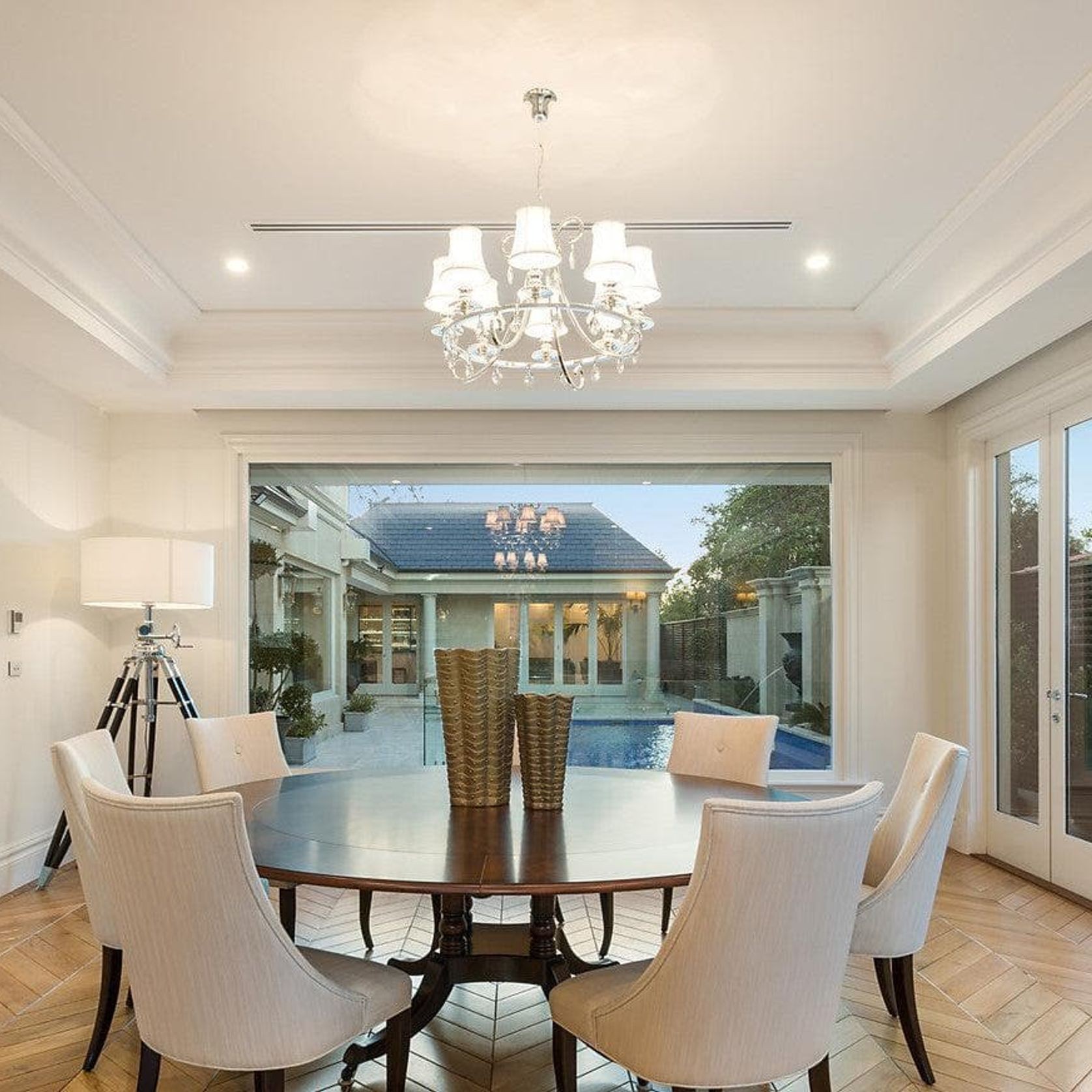 NewYork - Hampton Halo 8 Light Chandelier - Polished Nickel gallery detail image