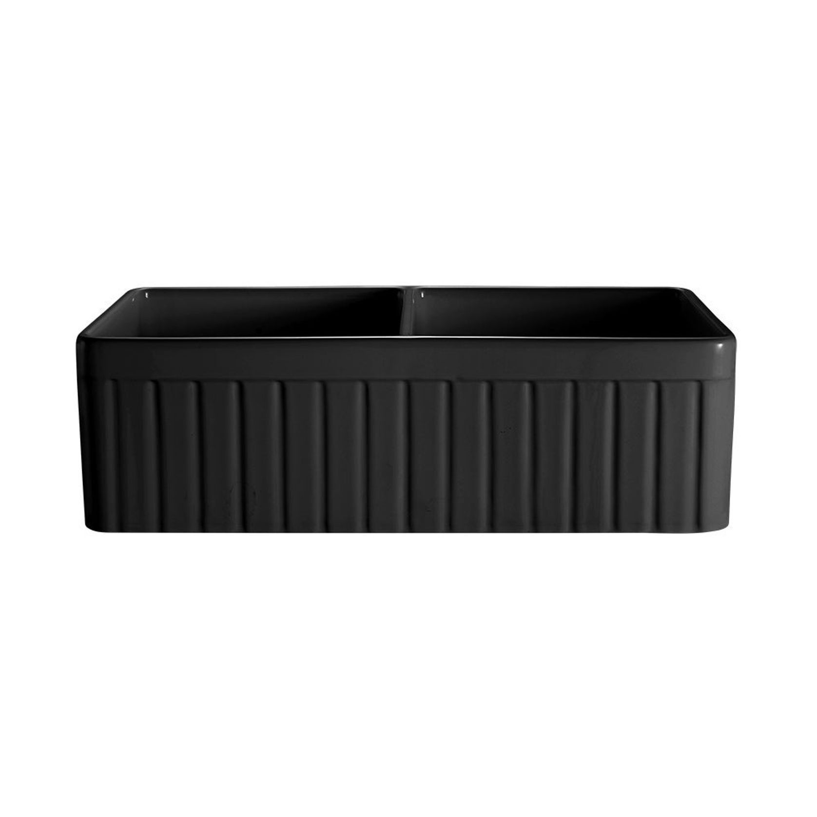 Hartley Double Farmhouse Fireclay Sink | Satin Black gallery detail image